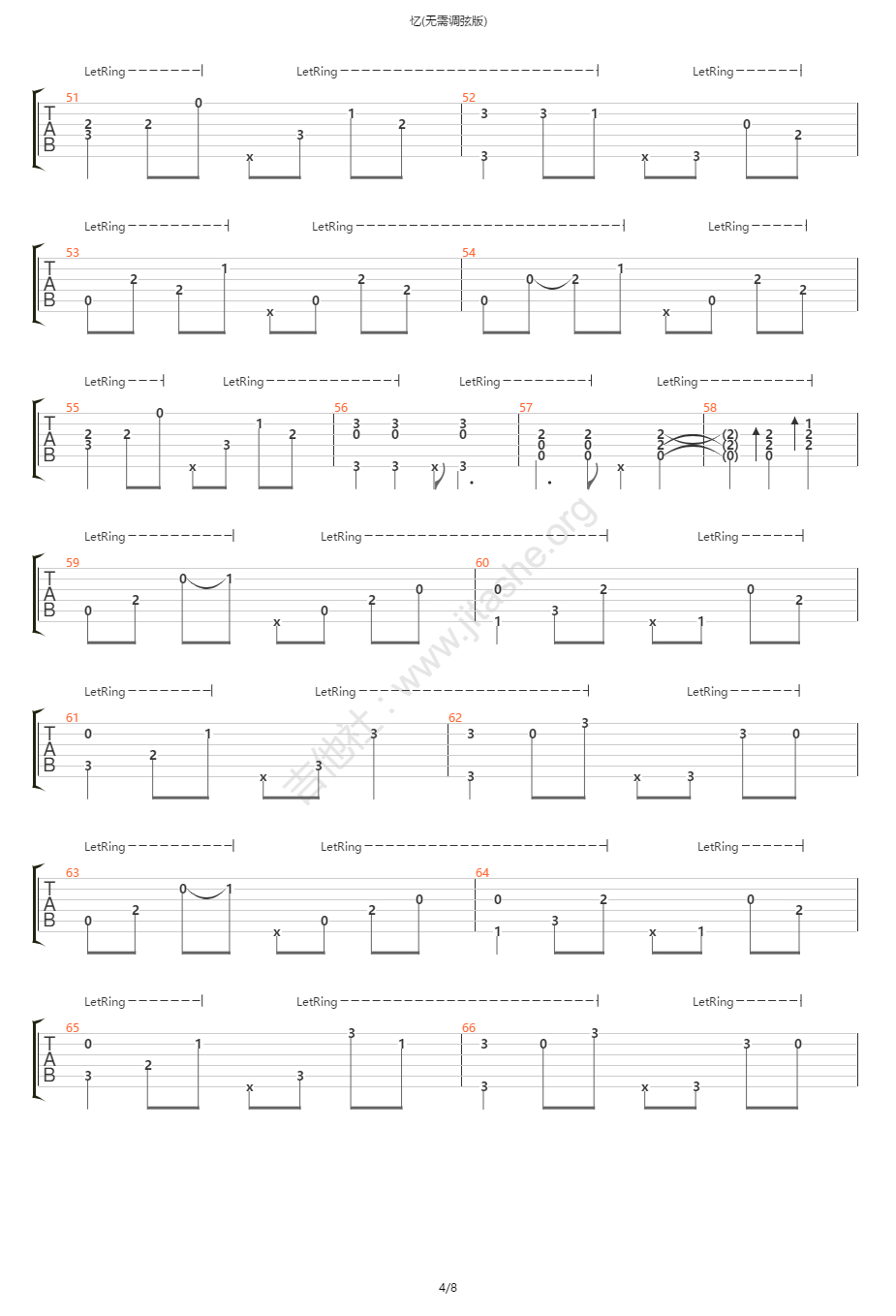 忆指弹吉他谱预览图