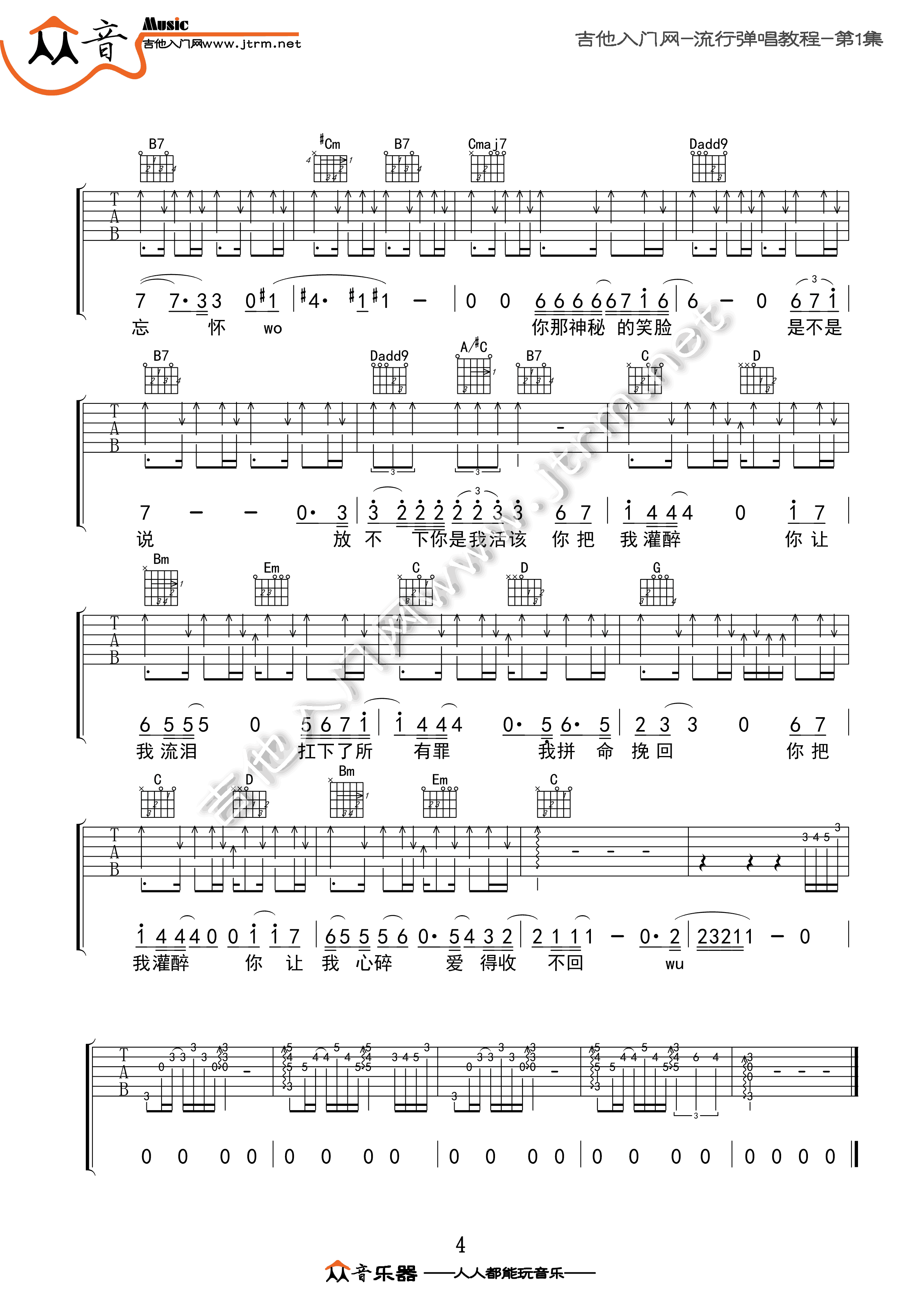 你把我灌醉吉他谱预览图