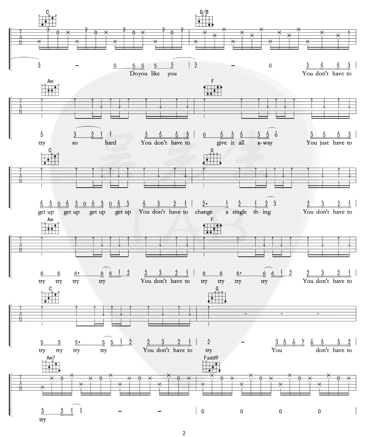 Try吉他谱预览图