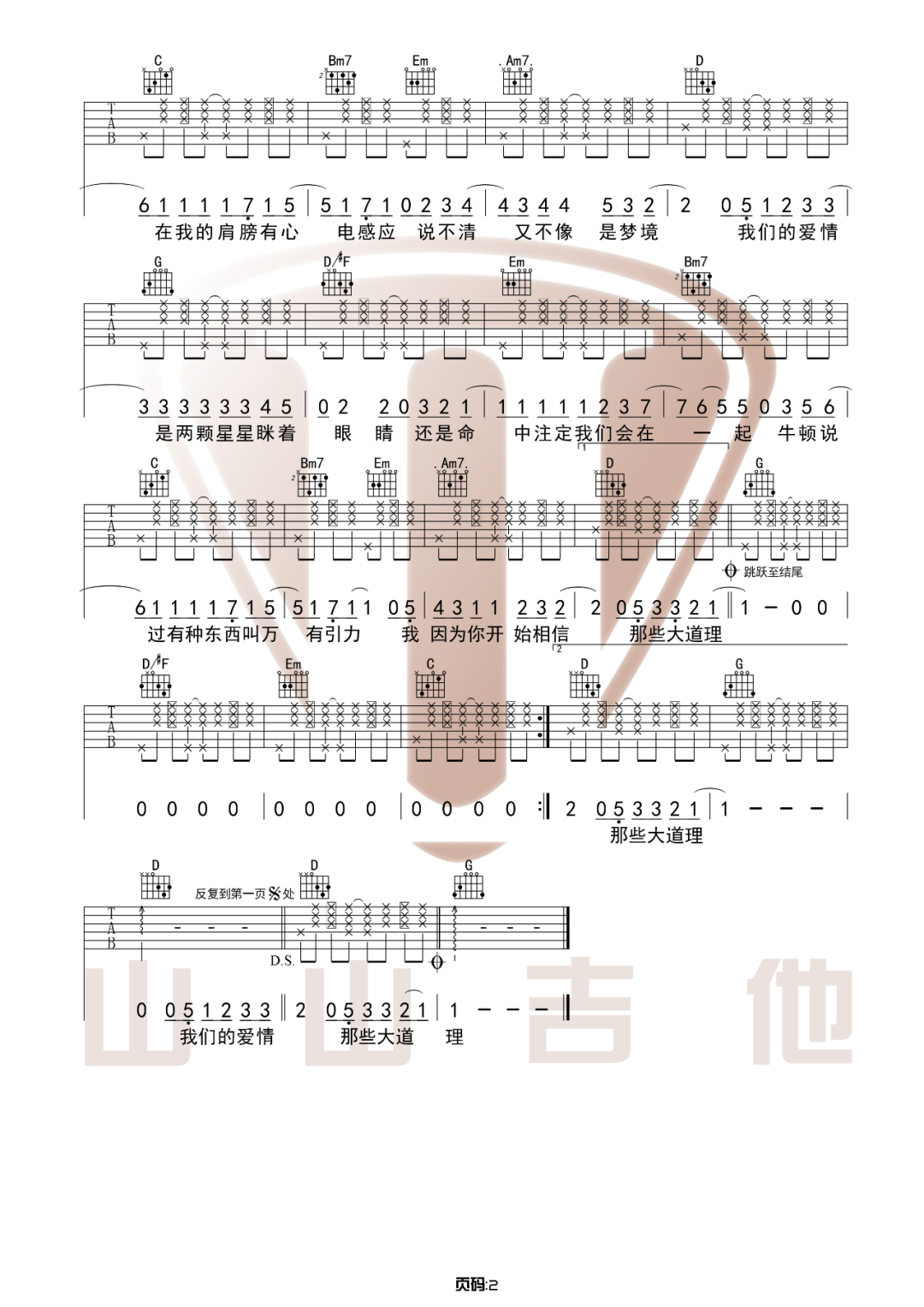 万有引力吉他谱预览图