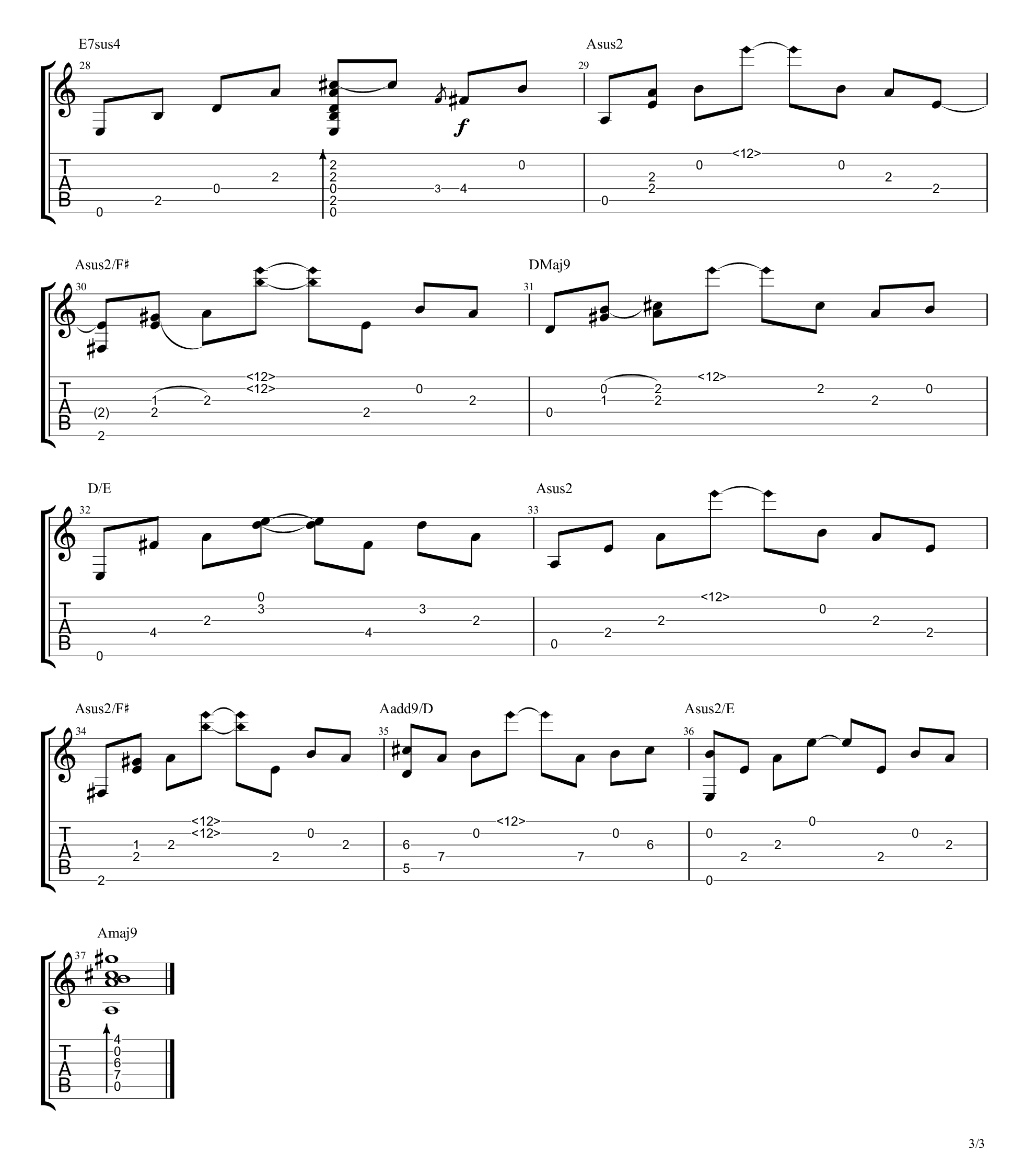 需要人陪指弹吉他谱预览图