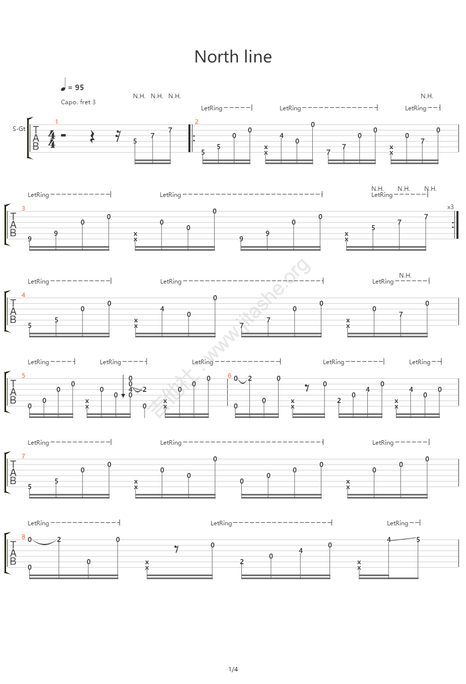 North-Line指弹吉他谱预览图