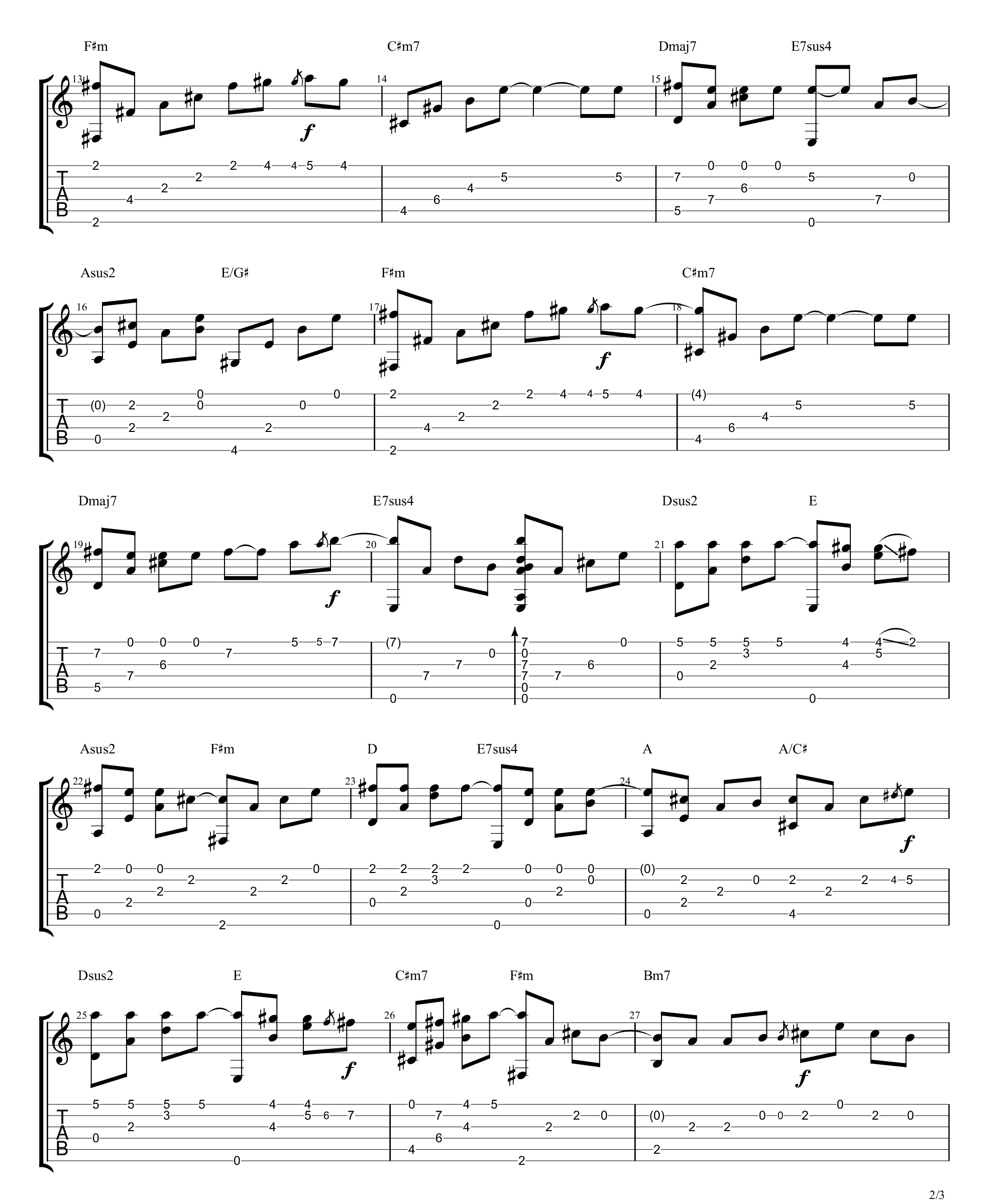 需要人陪指弹吉他谱预览图