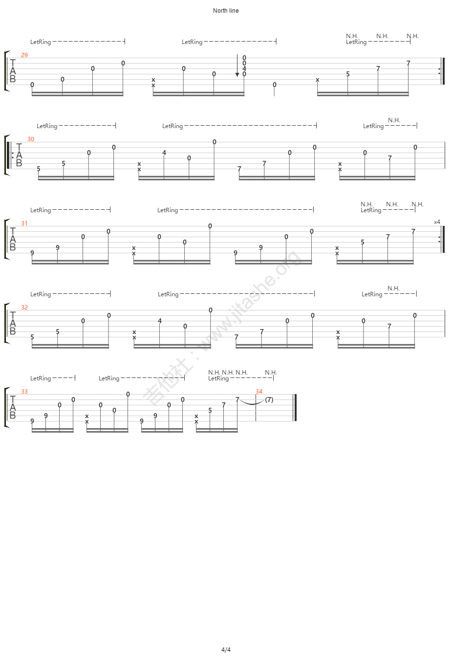 North-Line指弹吉他谱预览图
