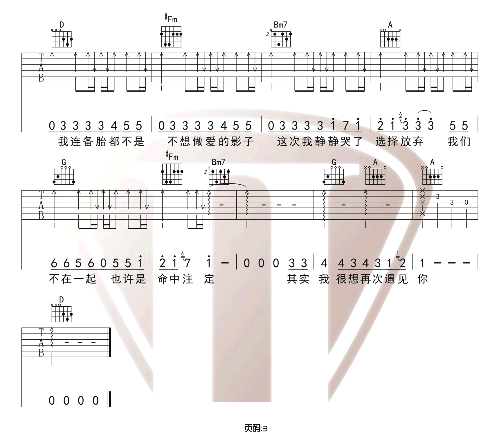 连备胎都不是吉他谱预览图