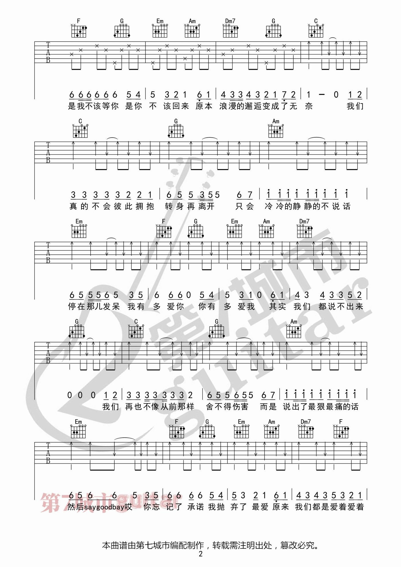 最后的人吉他谱预览图