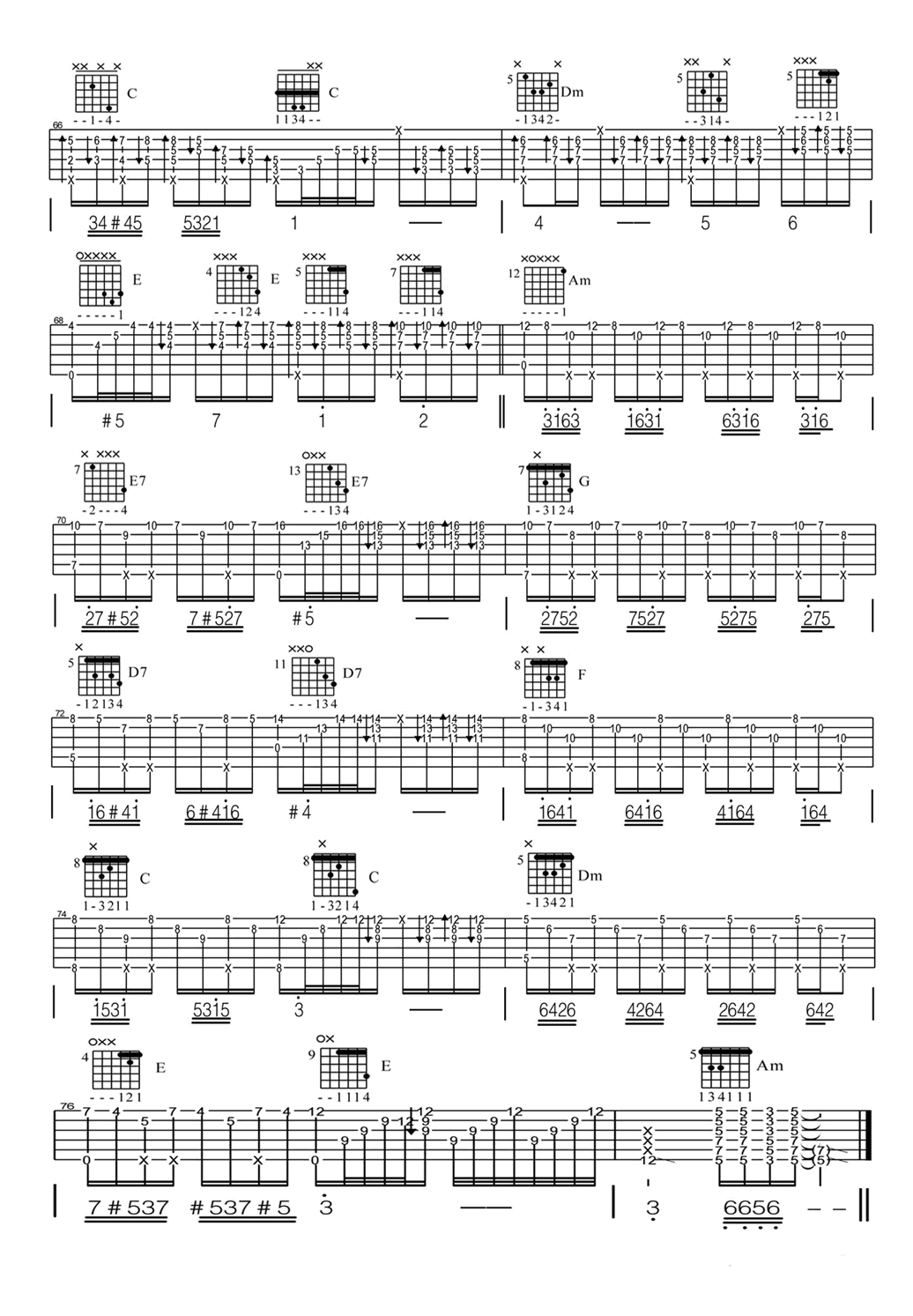 加州旅馆指弹吉他谱预览图