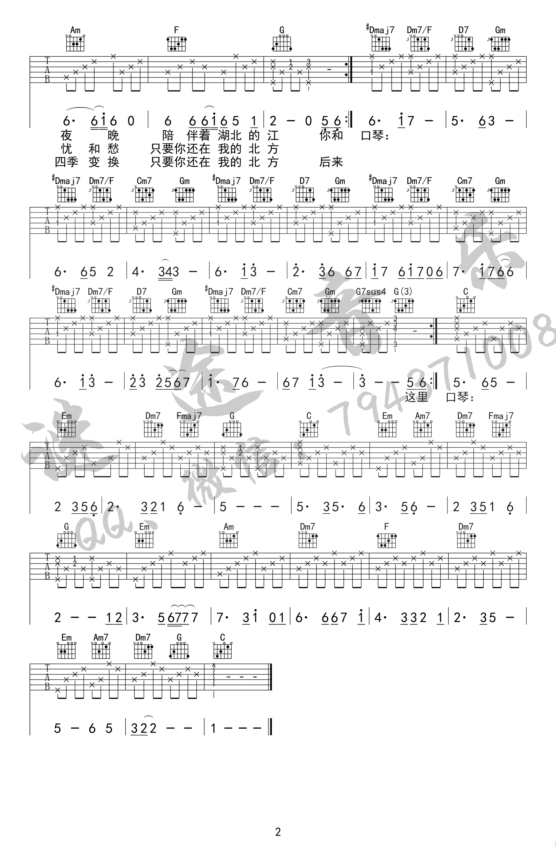 北方女王吉他谱预览图
