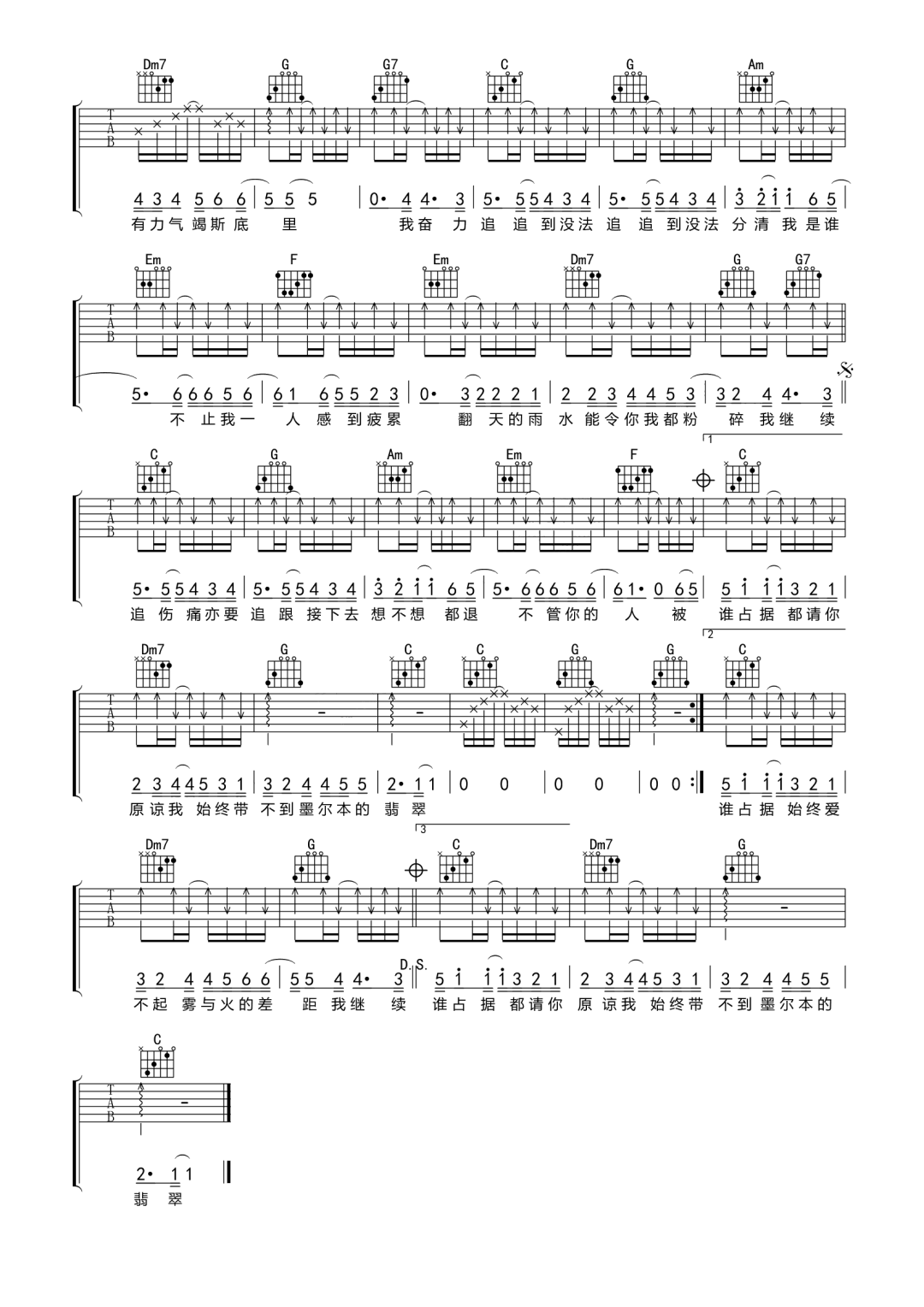 墨尔本的翡翠吉他谱预览图