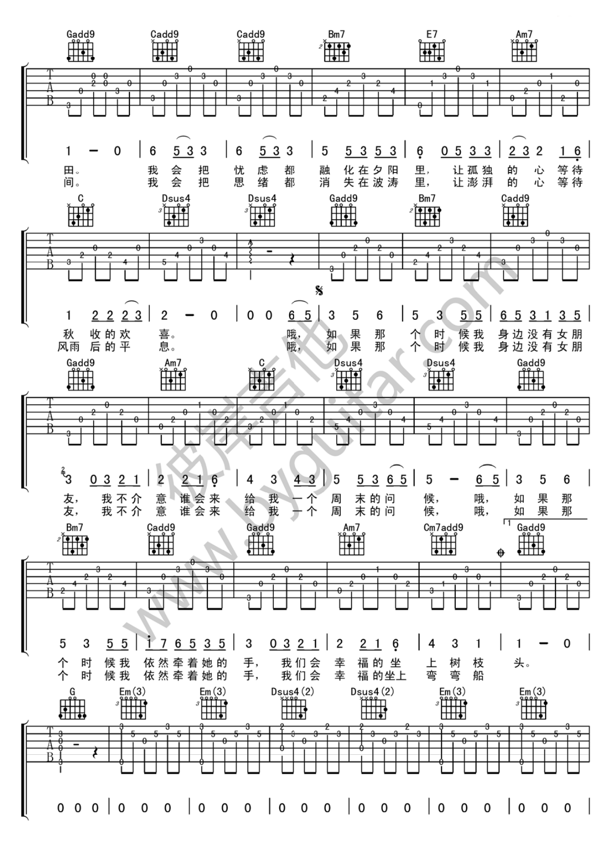 农夫渔夫吉他谱预览图