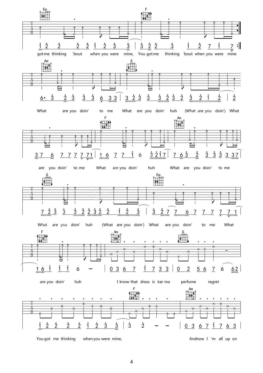 Attention吉他谱预览图