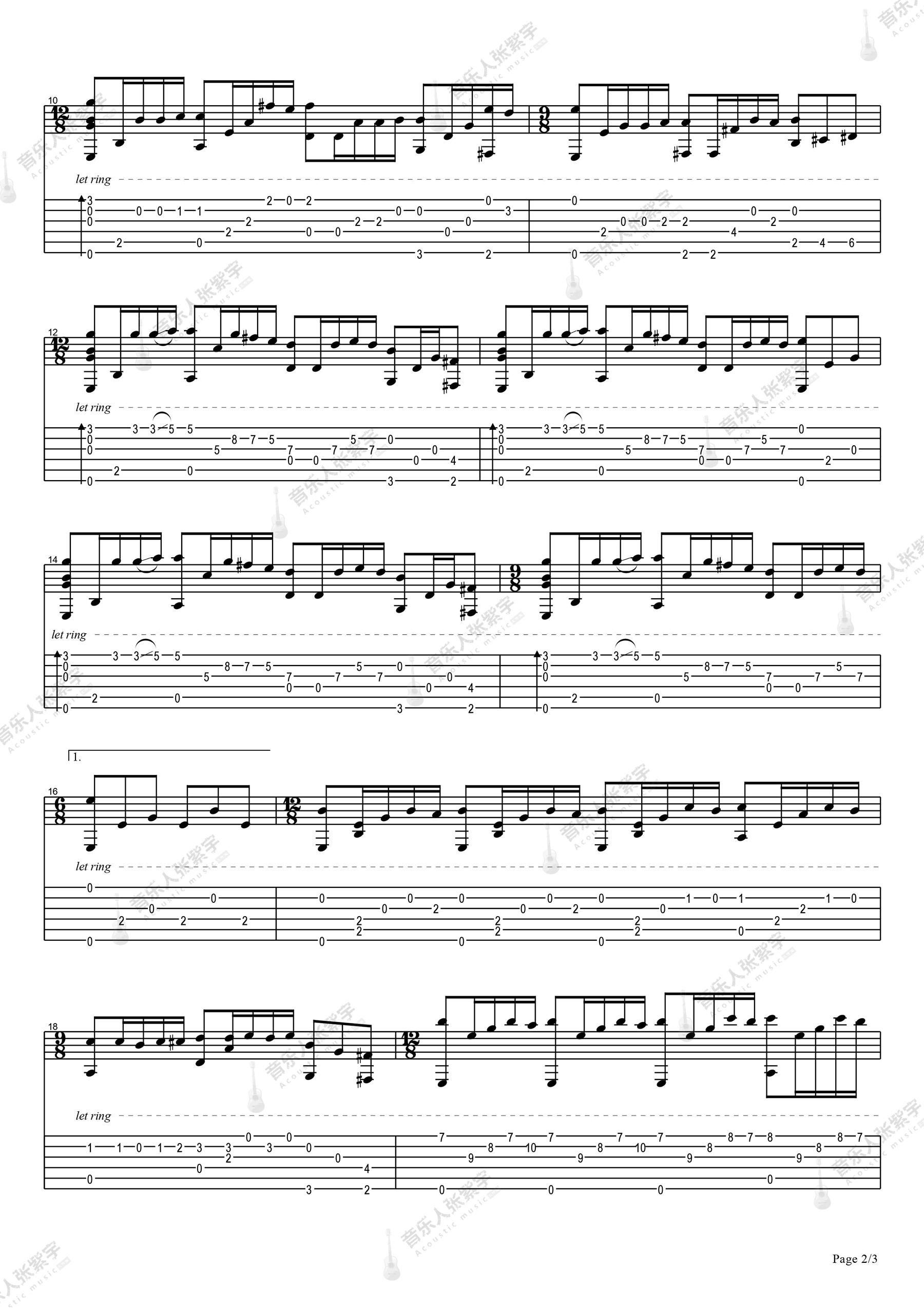 梦中的婚礼指弹吉他谱预览图