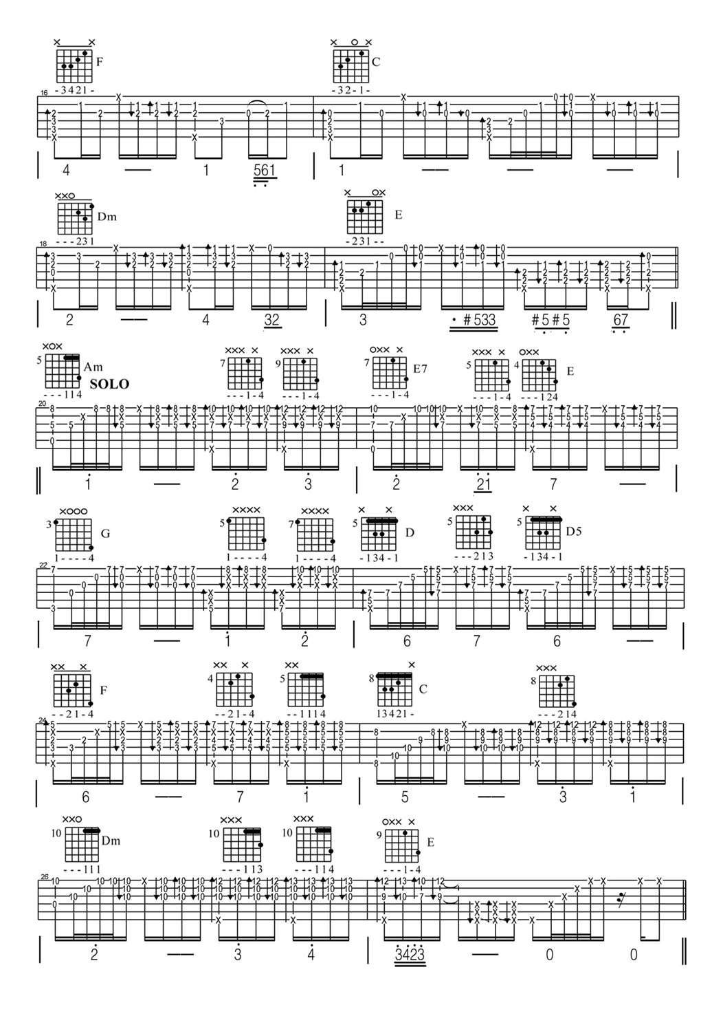 加州旅馆指弹吉他谱预览图