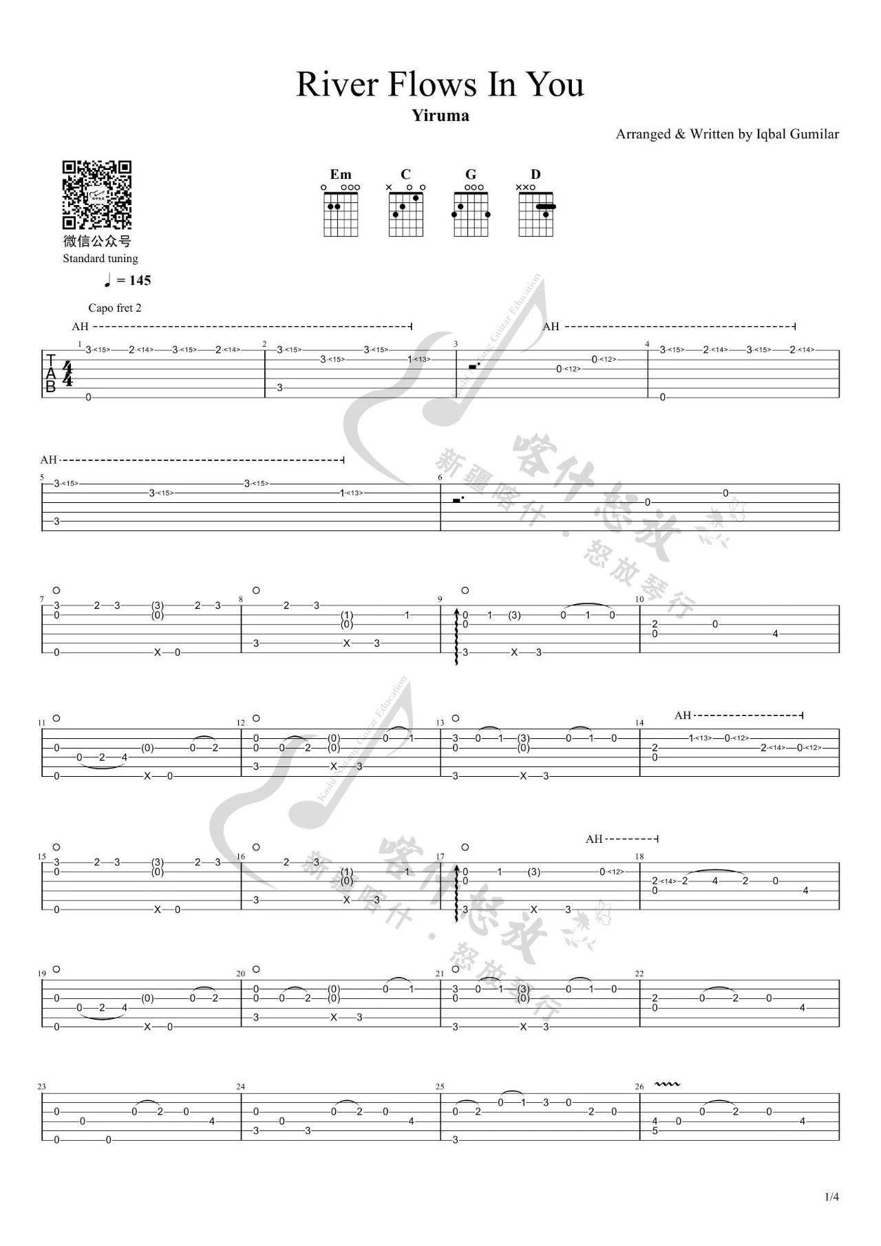 River-Flows-In-You指弹吉他谱预览图
