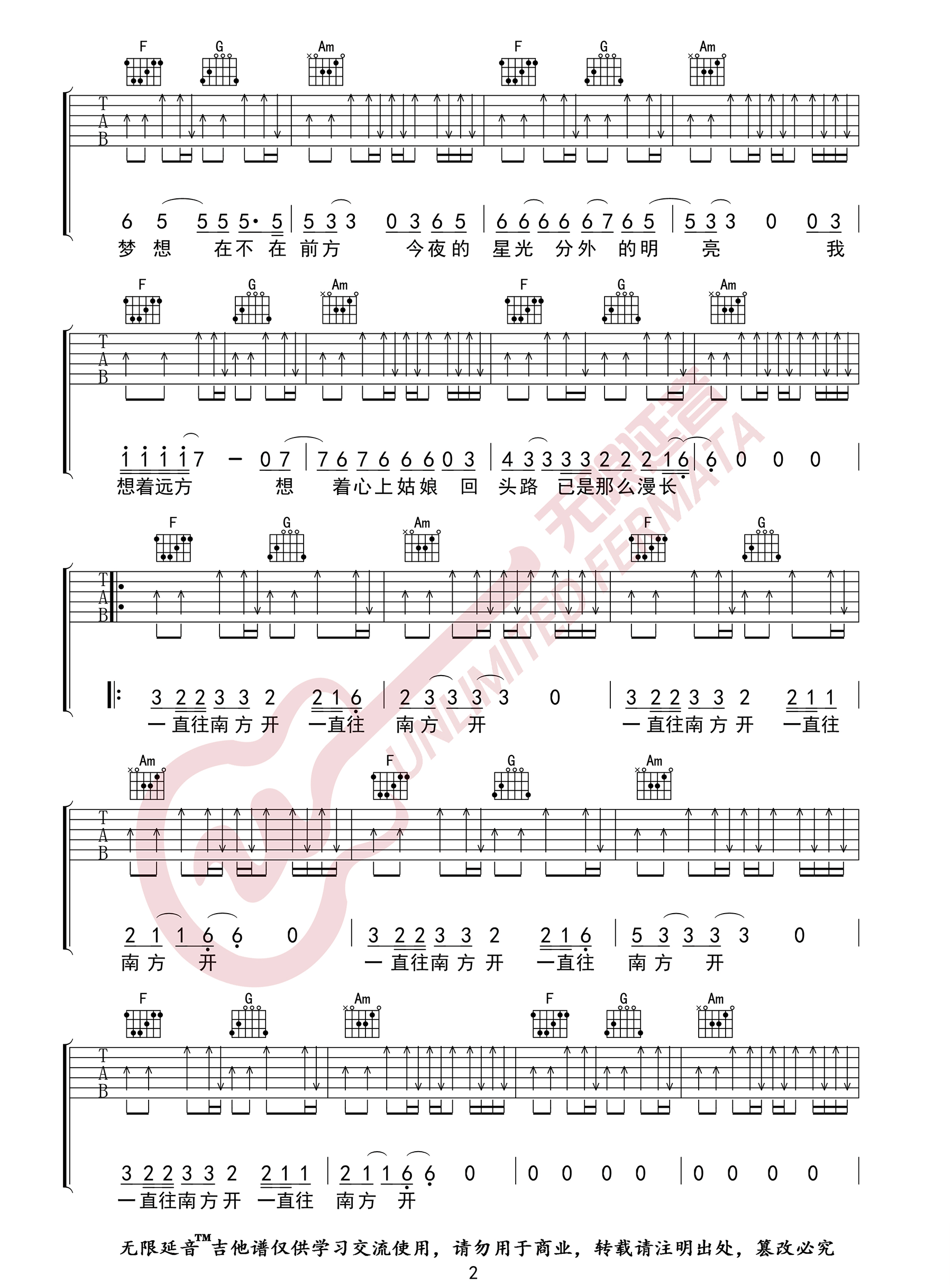 公路之歌吉他谱预览图