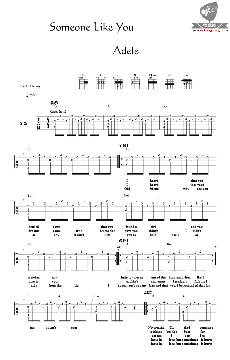 Someone-Like-You吉他谱预览图