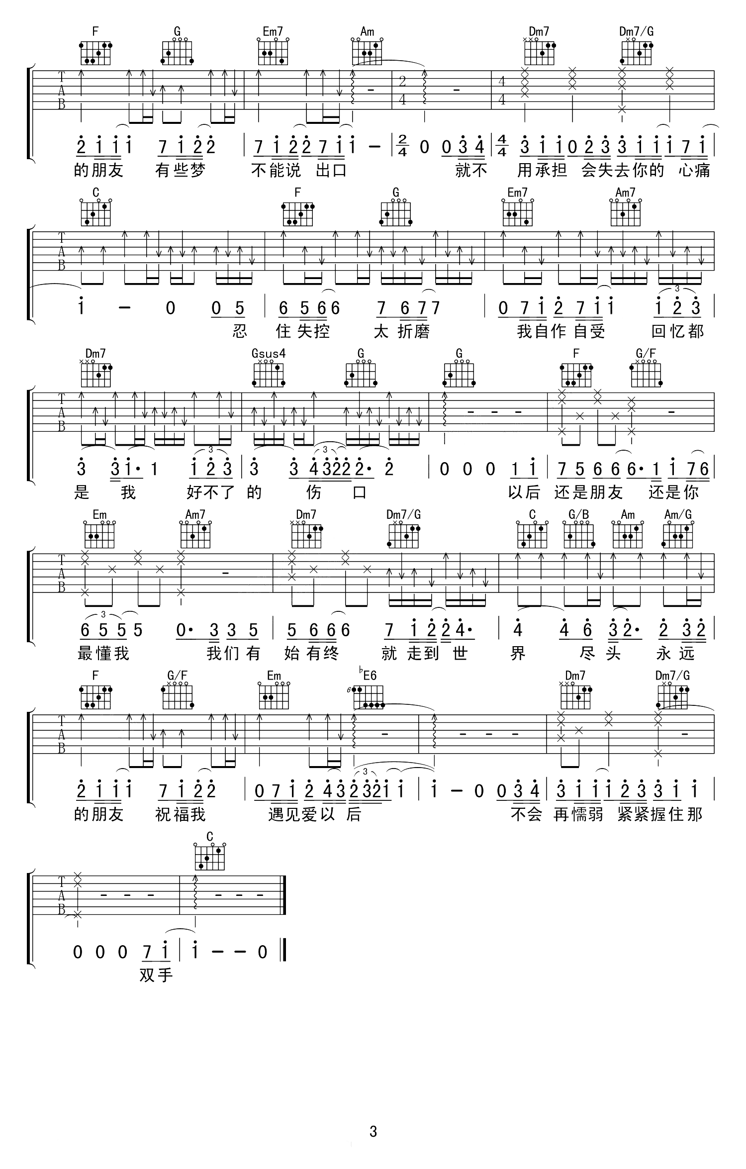 以后别做朋友吉他谱预览图