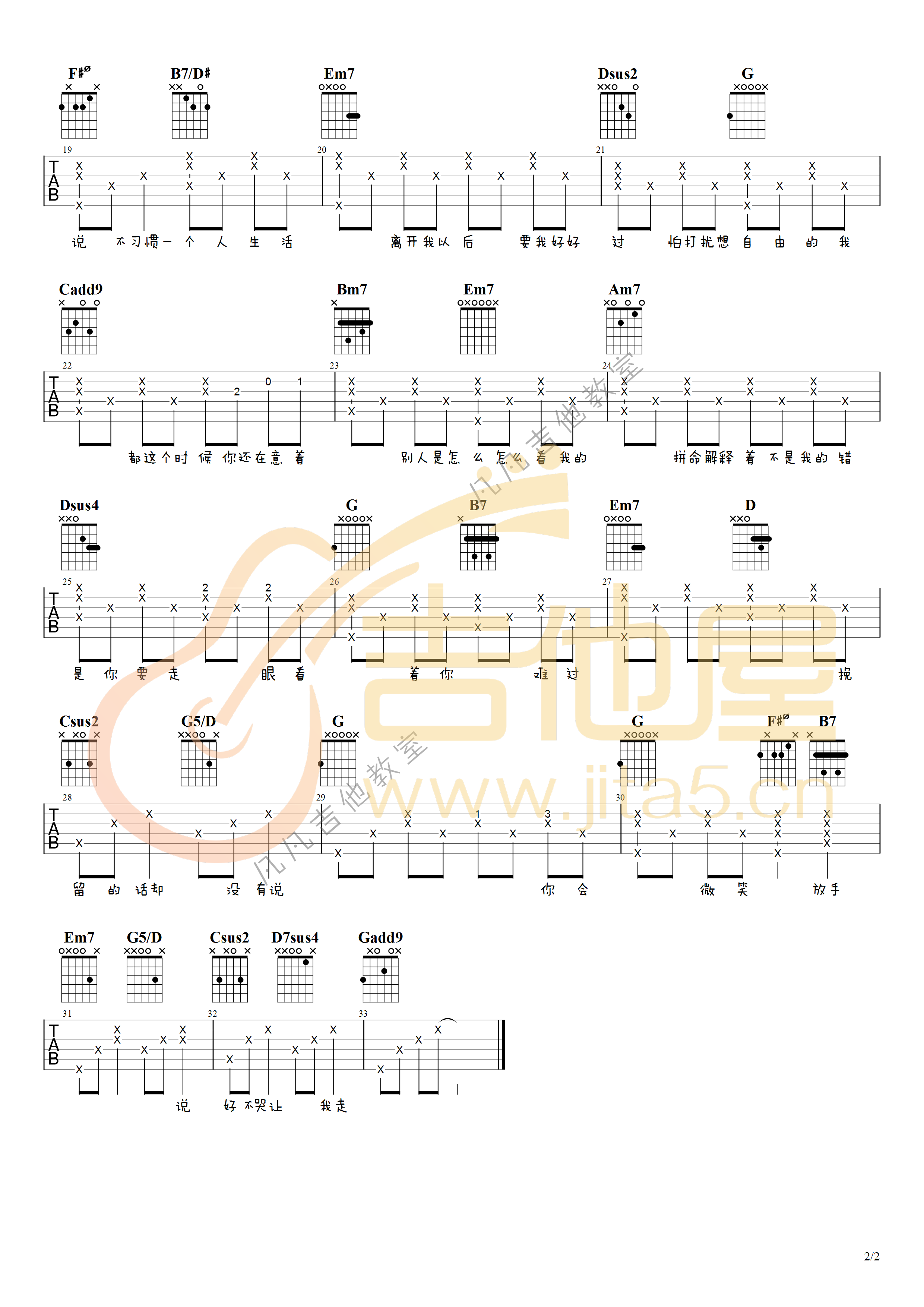 说好不哭吉他谱预览图