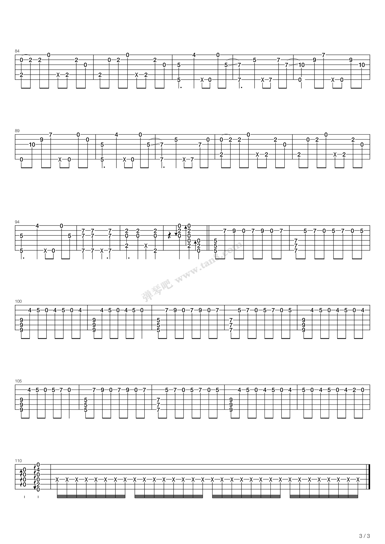 忆指弹吉他谱预览图