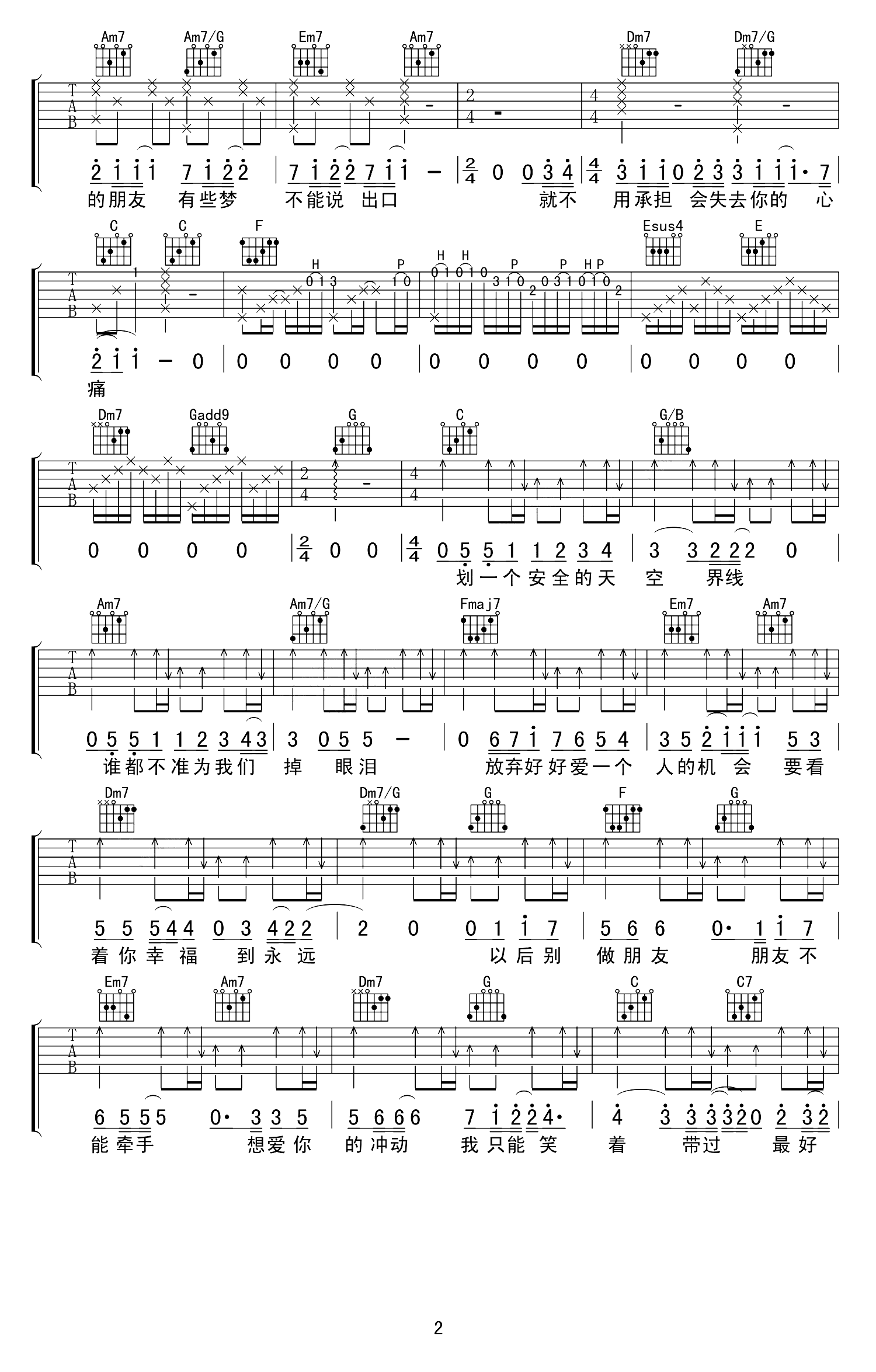 以后别做朋友吉他谱预览图