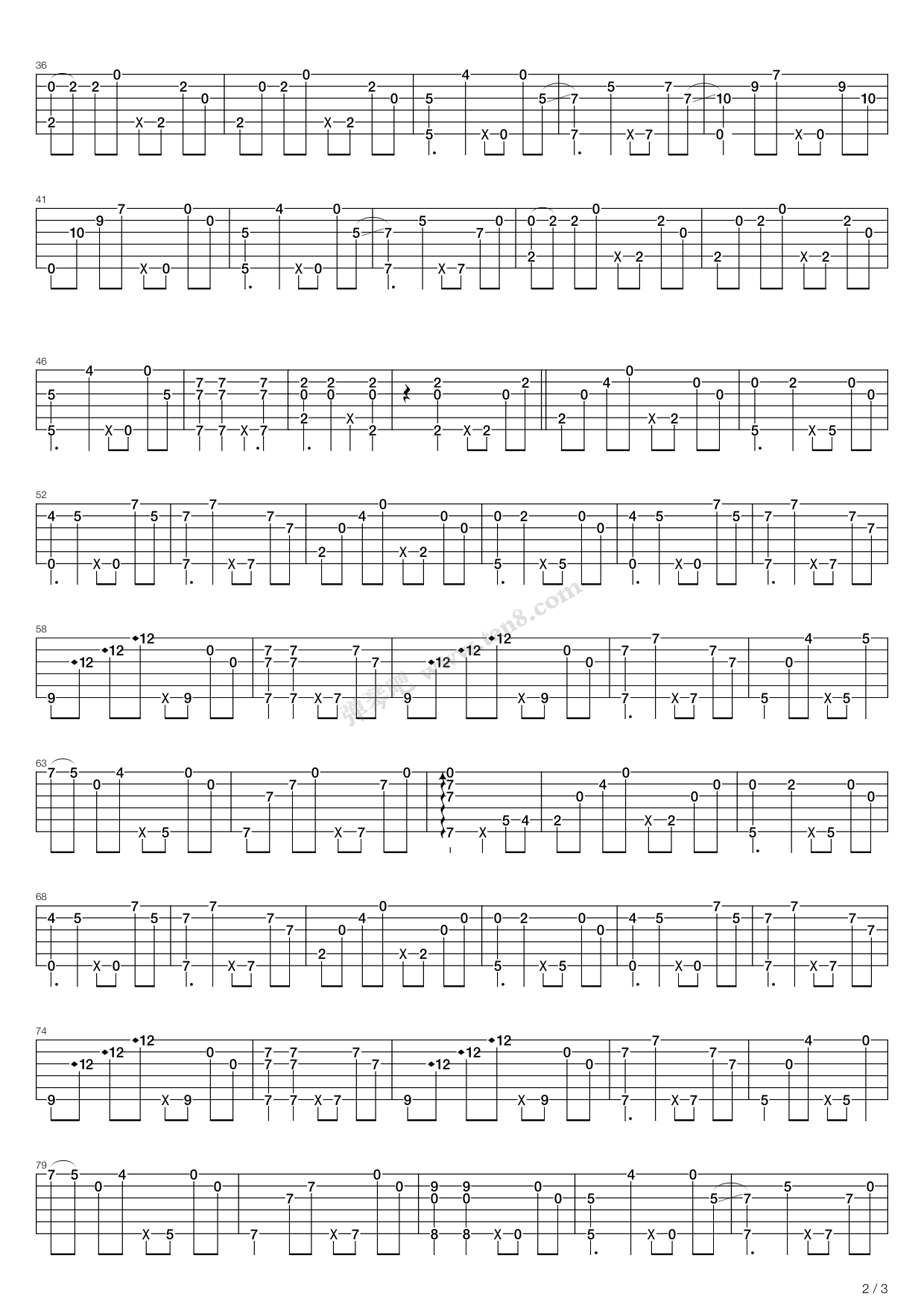 忆指弹吉他谱预览图