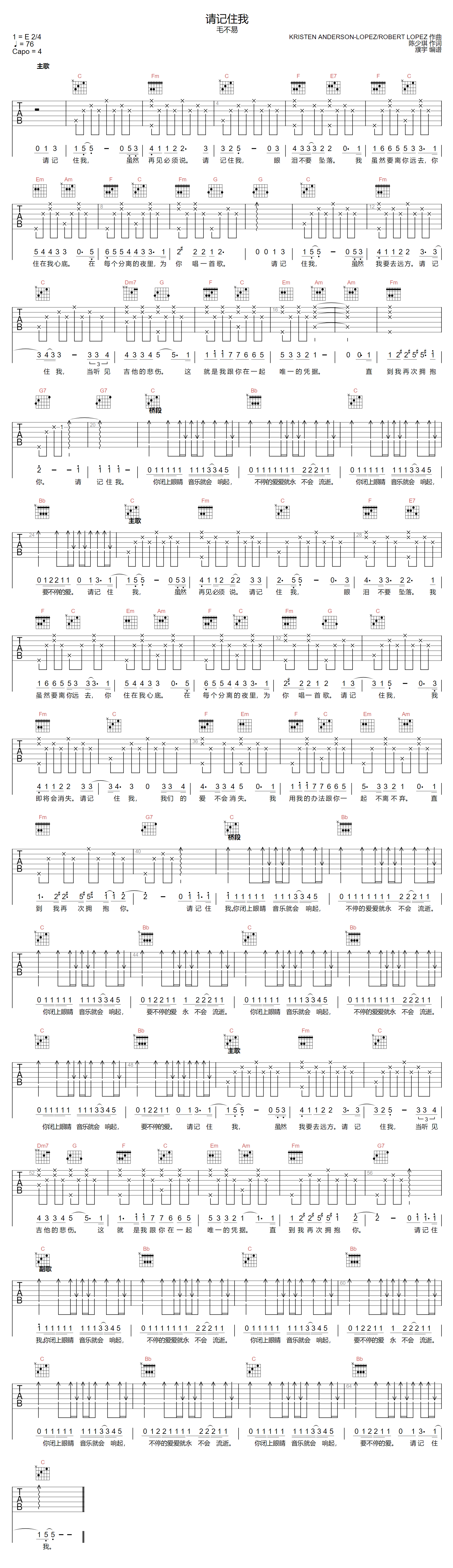 请记住我吉他谱预览图