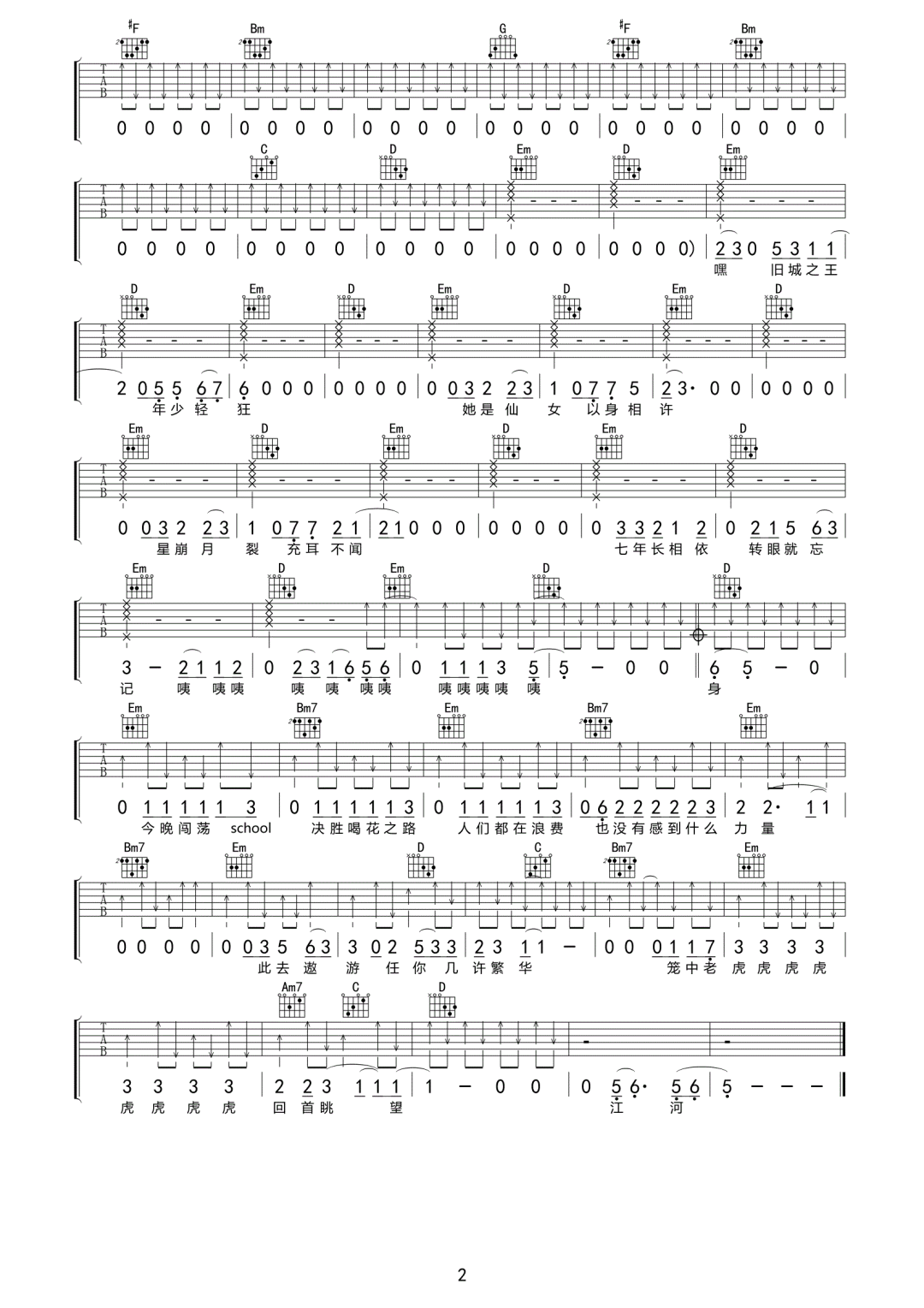 旧城之王吉他谱预览图