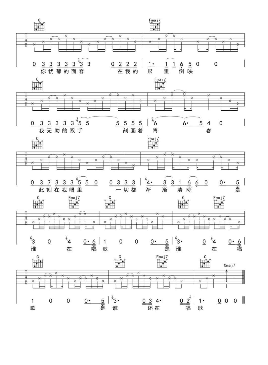红色气球吉他谱预览图