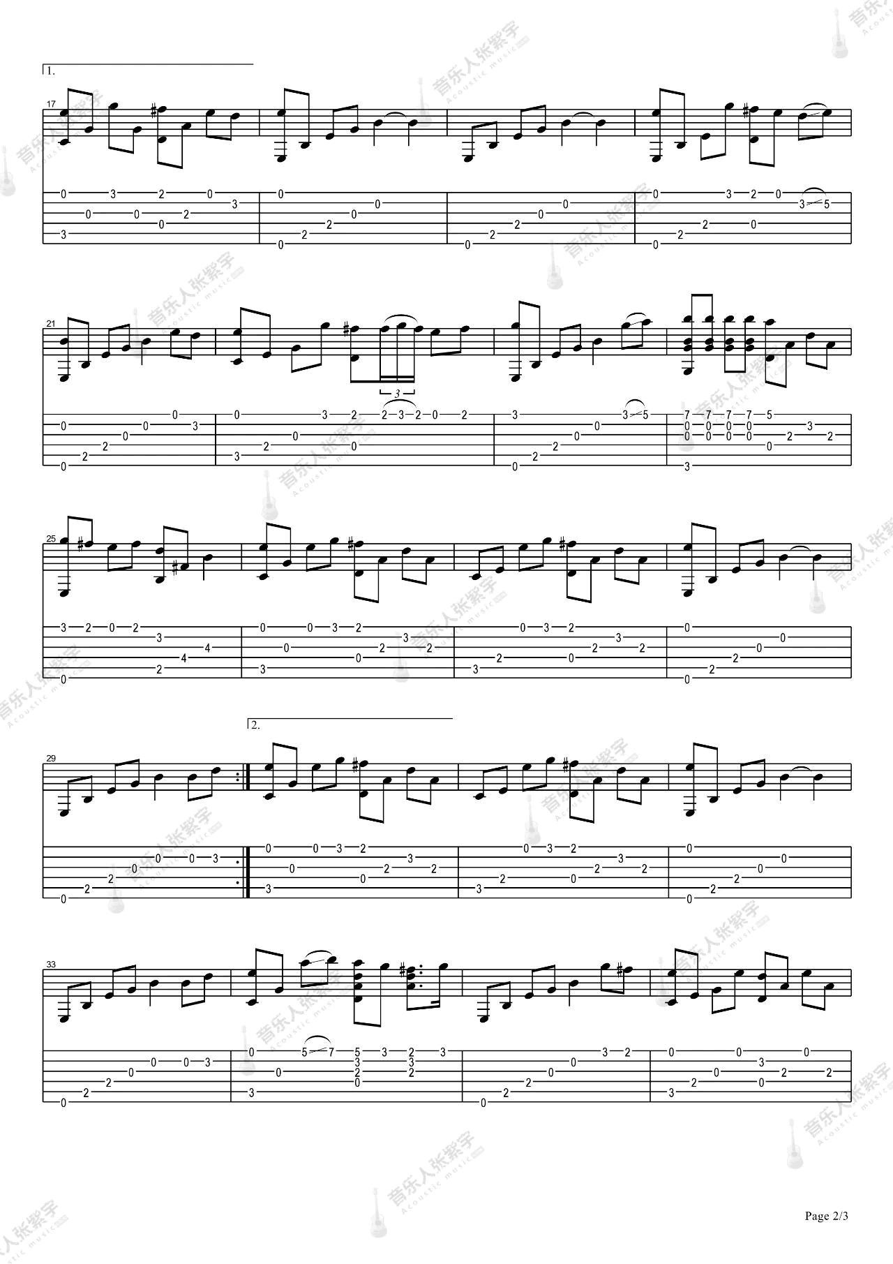 星语心愿指弹吉他谱预览图