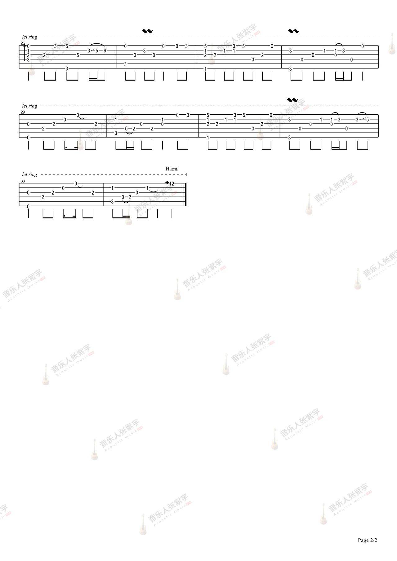 女儿情指弹吉他谱预览图