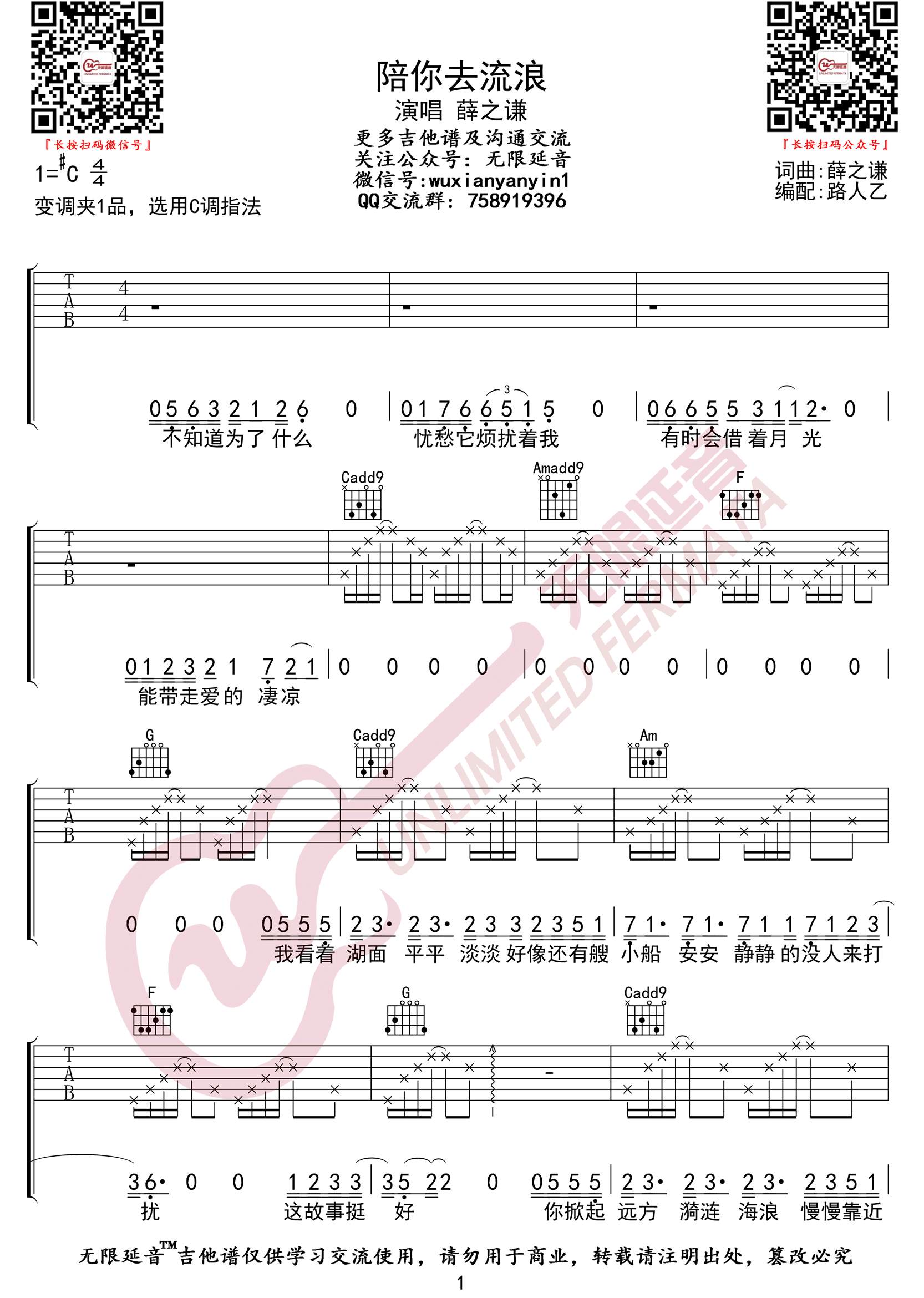 陪你去流浪吉他谱预览图
