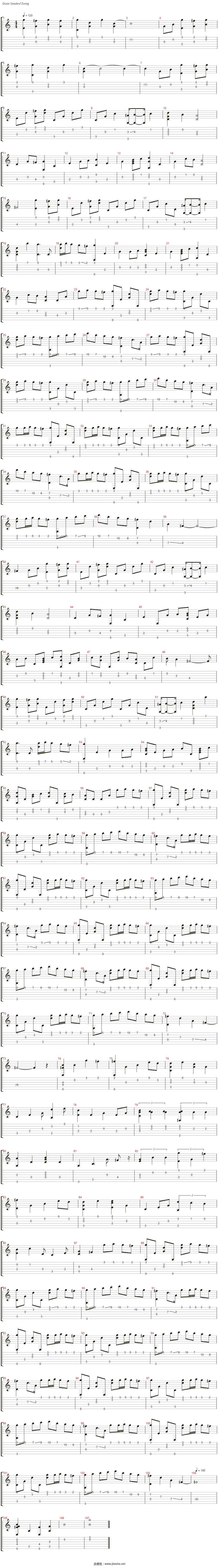 River-Flows-In-You指弹吉他谱预览图