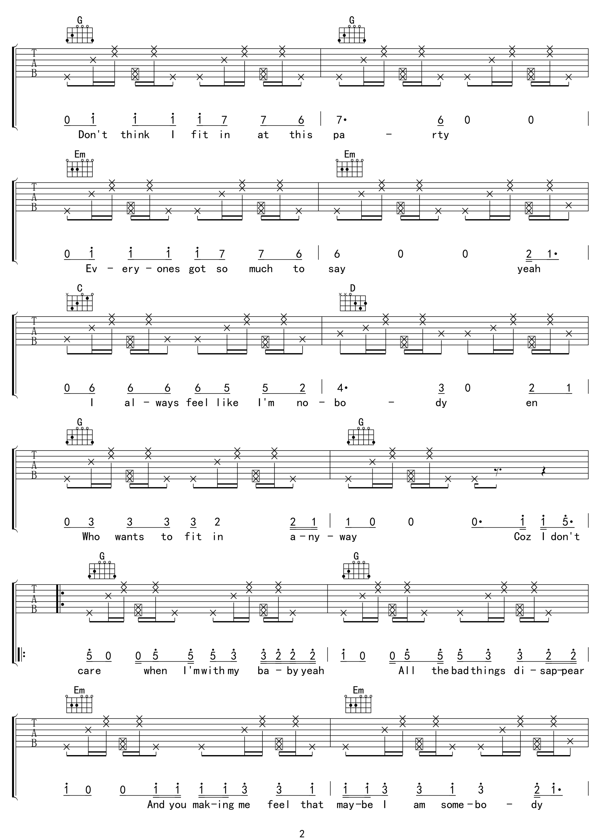 I-Don't-Care吉他谱预览图