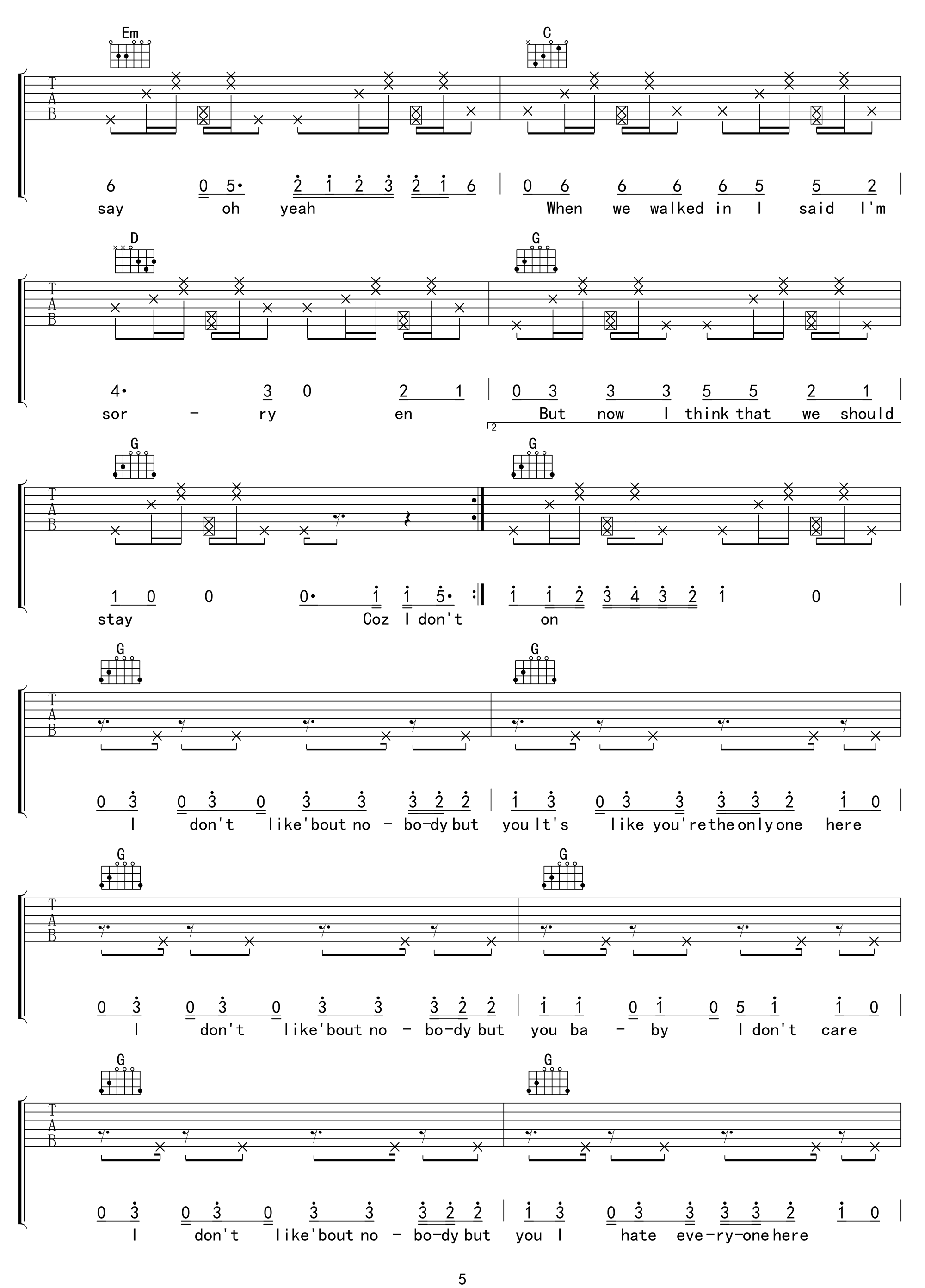 I-Don't-Care吉他谱预览图