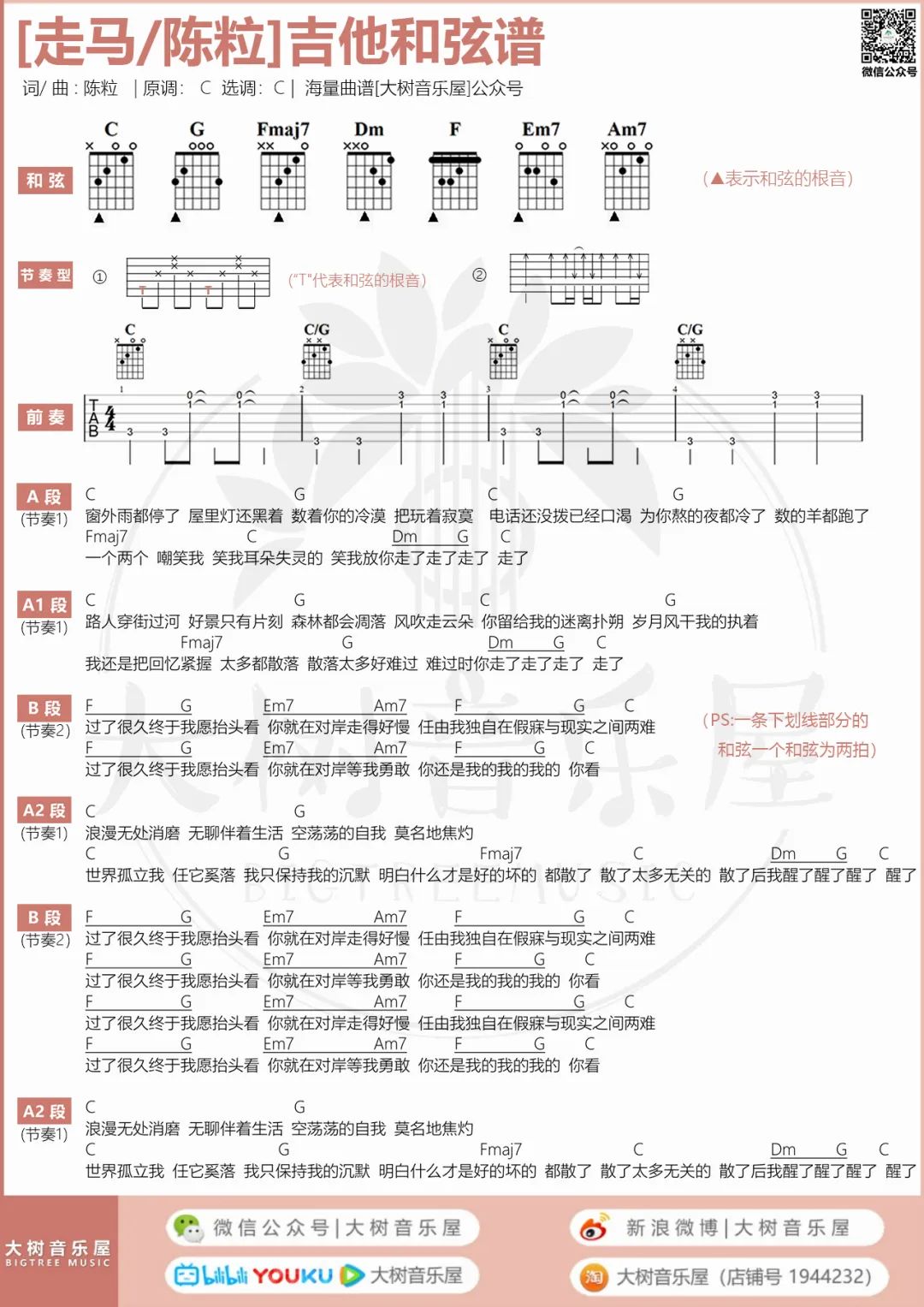 走马吉他谱预览图