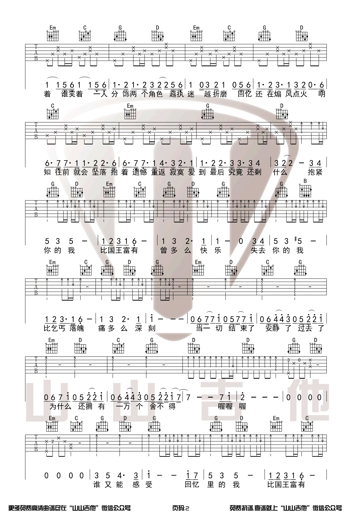 国王与乞丐吉他谱预览图