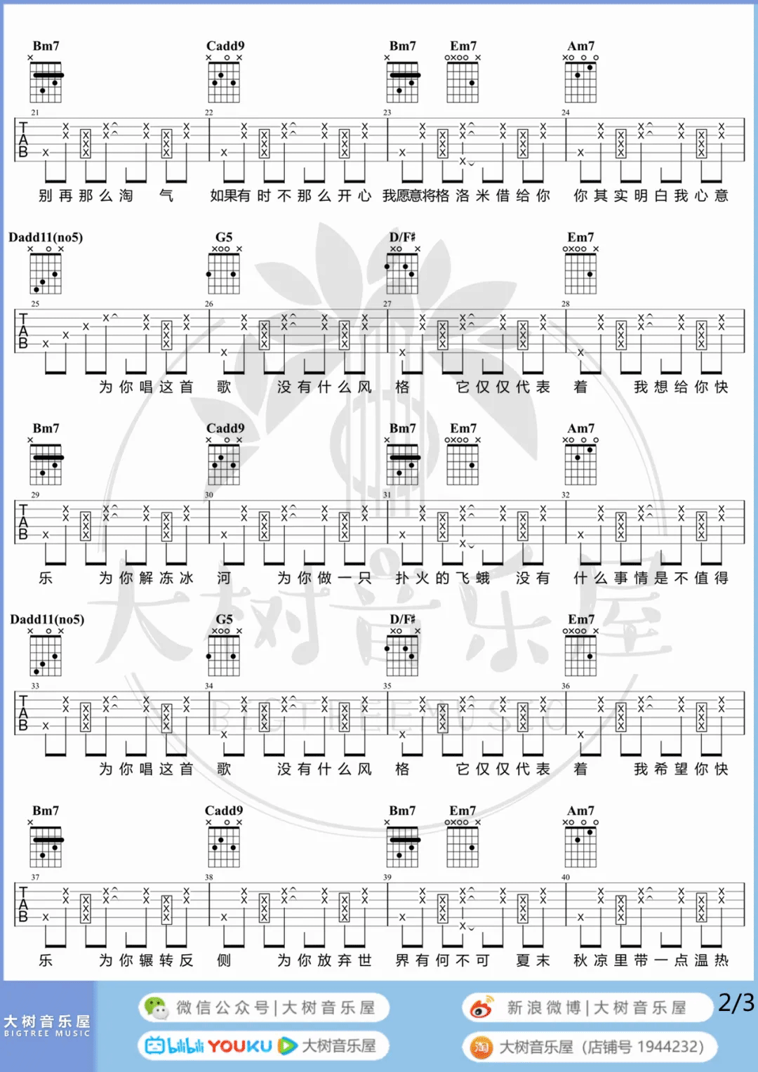 有何不可吉他谱预览图