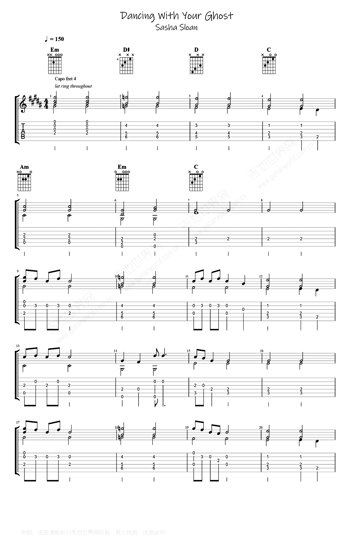 Dancing-With-Your-Ghost指弹吉他谱预览图