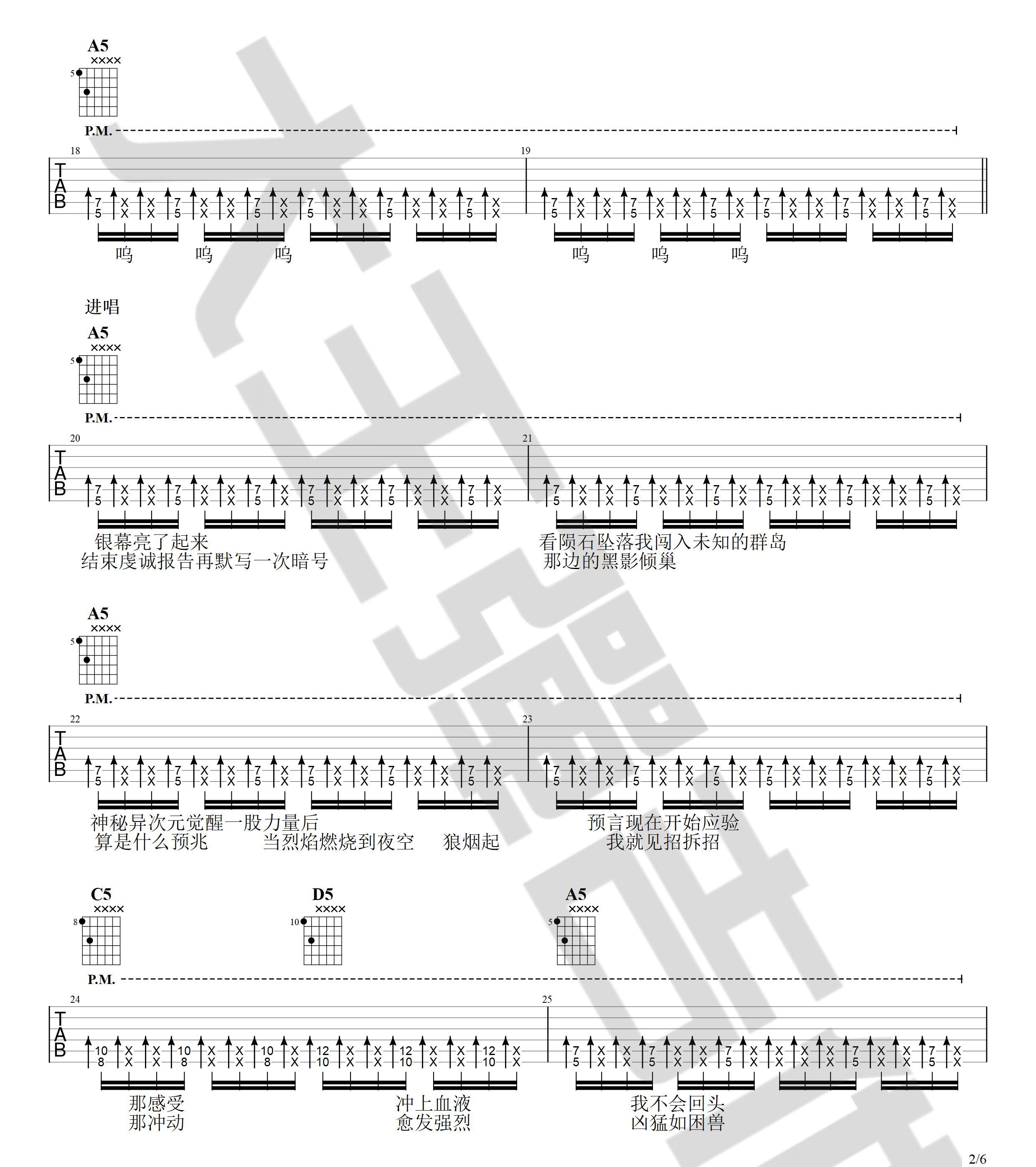 荒野魂斗罗吉他谱预览图