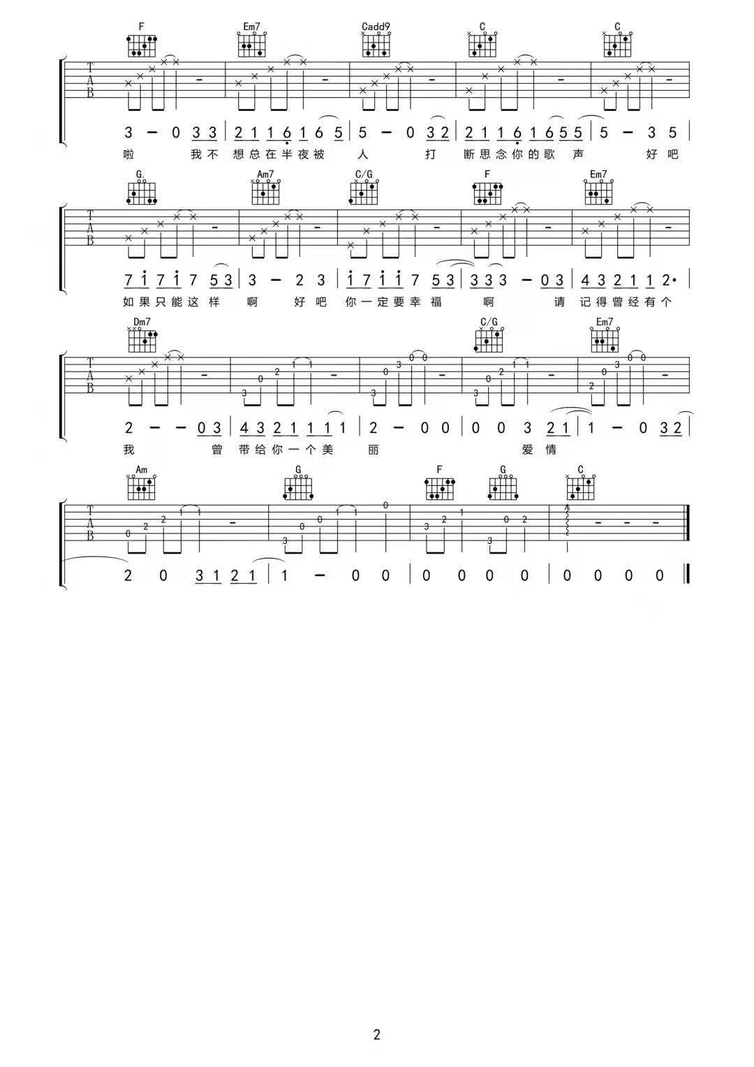 好吧吉他谱预览图