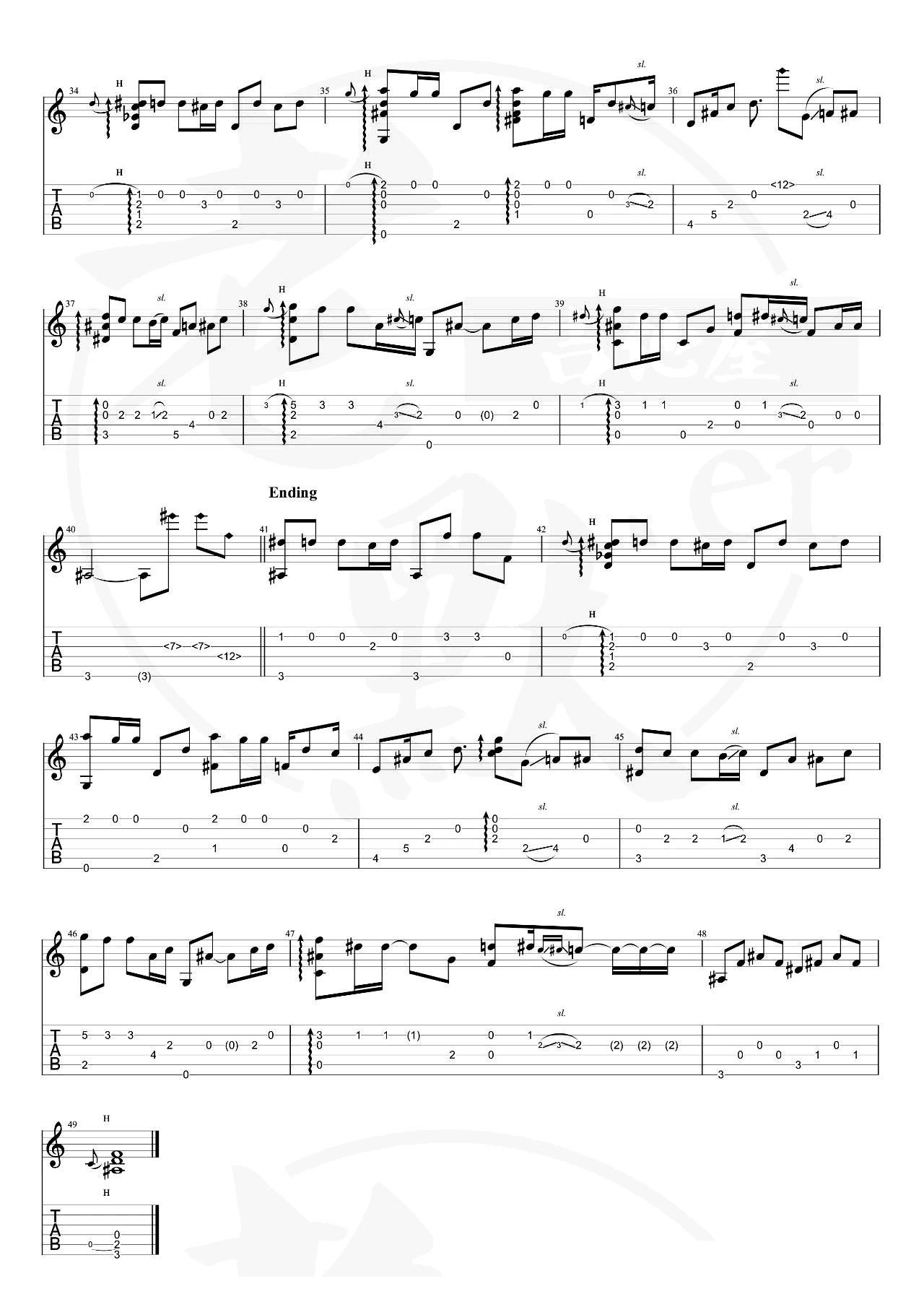 刻在我心底的名字指弹吉他谱预览图