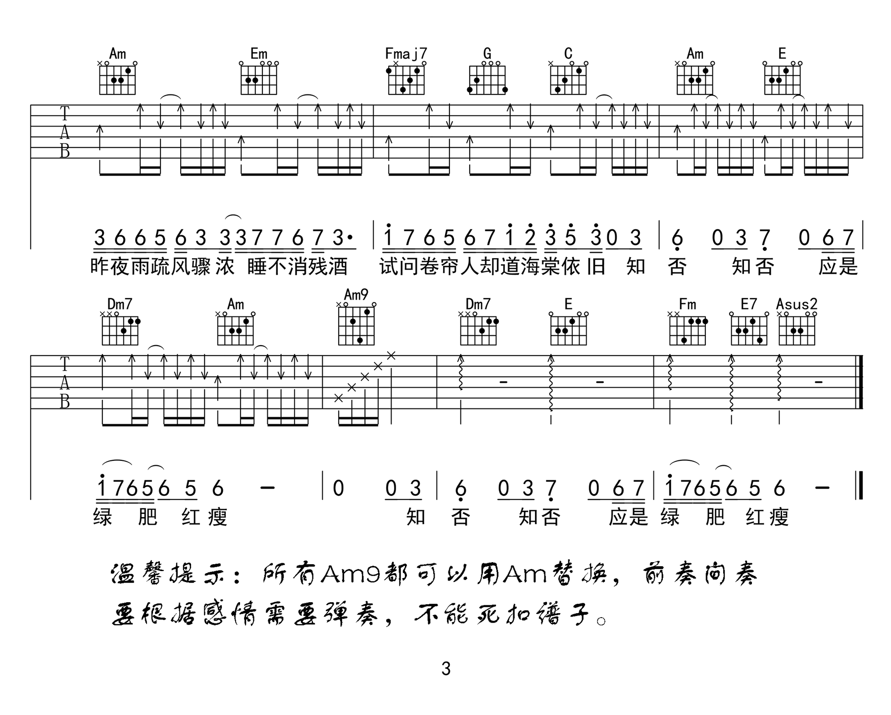 知否知否吉他谱预览图