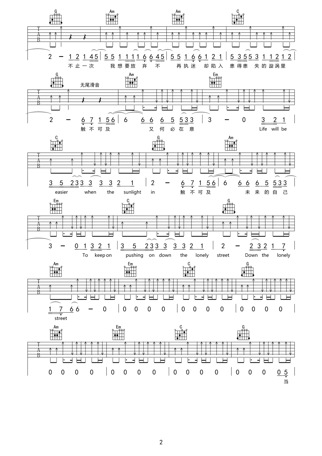 触不可及吉他谱预览图