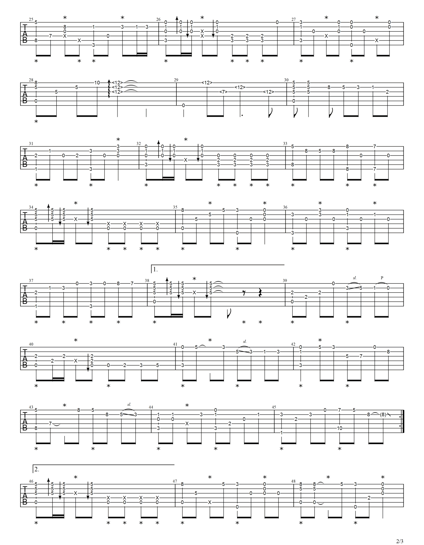 我的中国心指弹吉他谱预览图