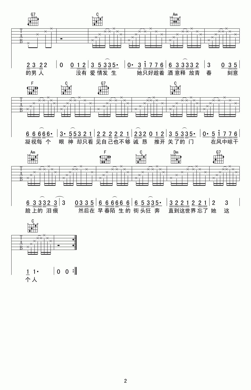 失踪吉他谱预览图