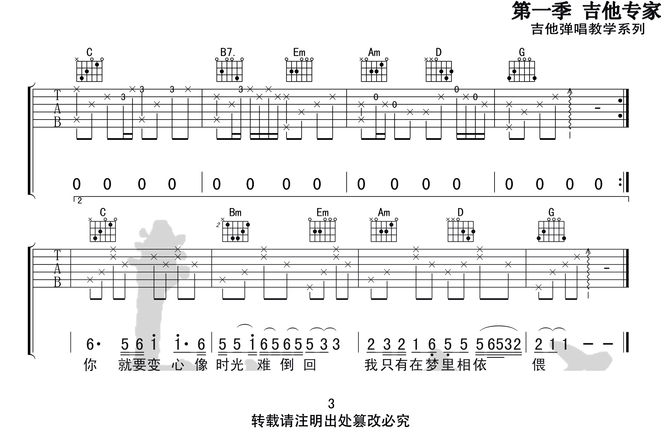 往事只能回味吉他谱预览图