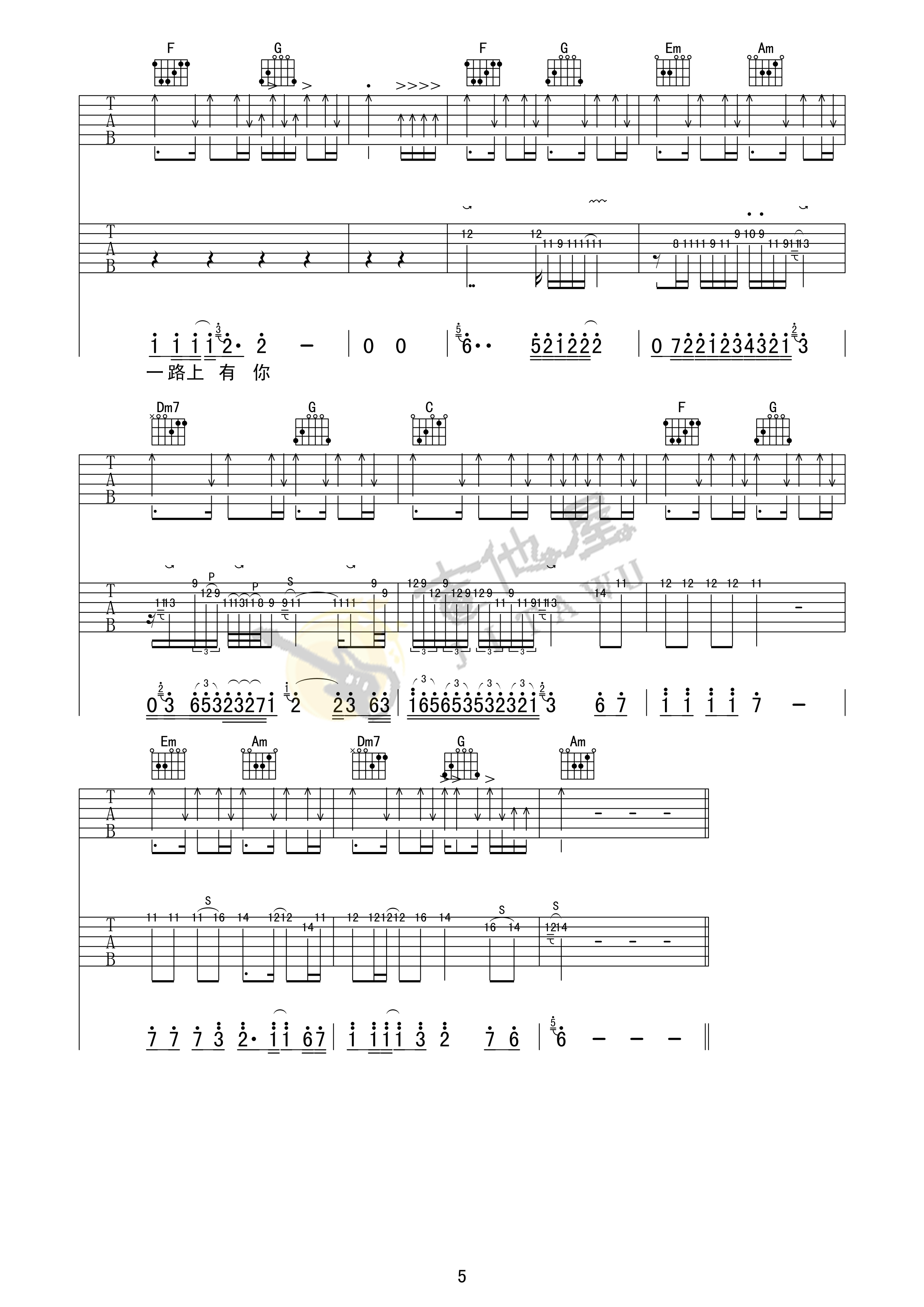 父亲吉他谱预览图