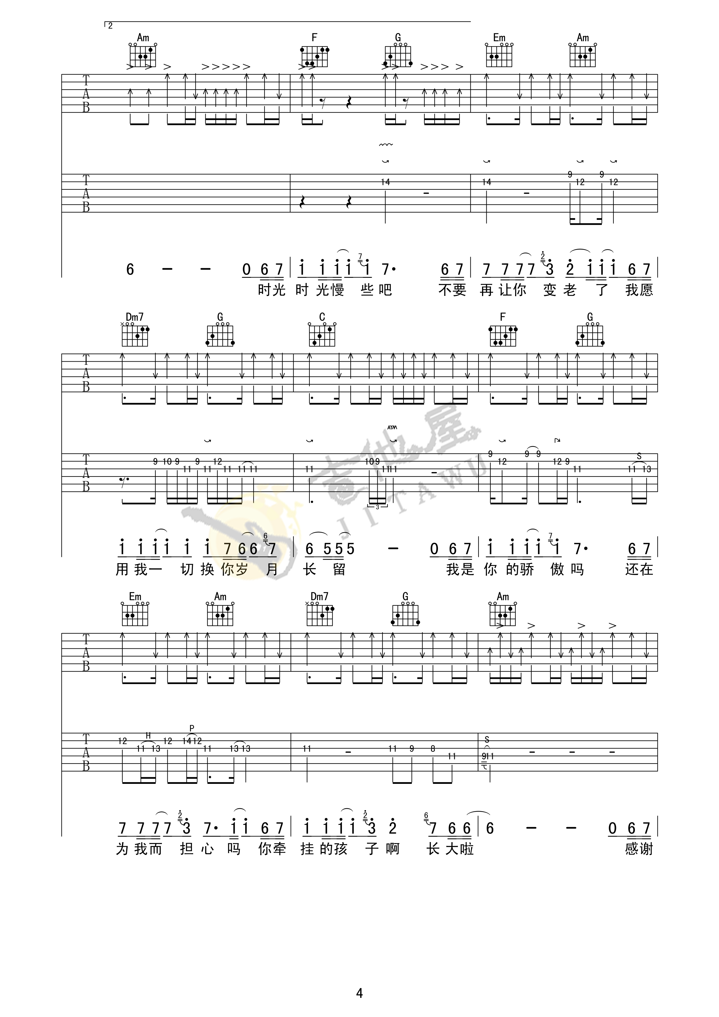 父亲吉他谱预览图