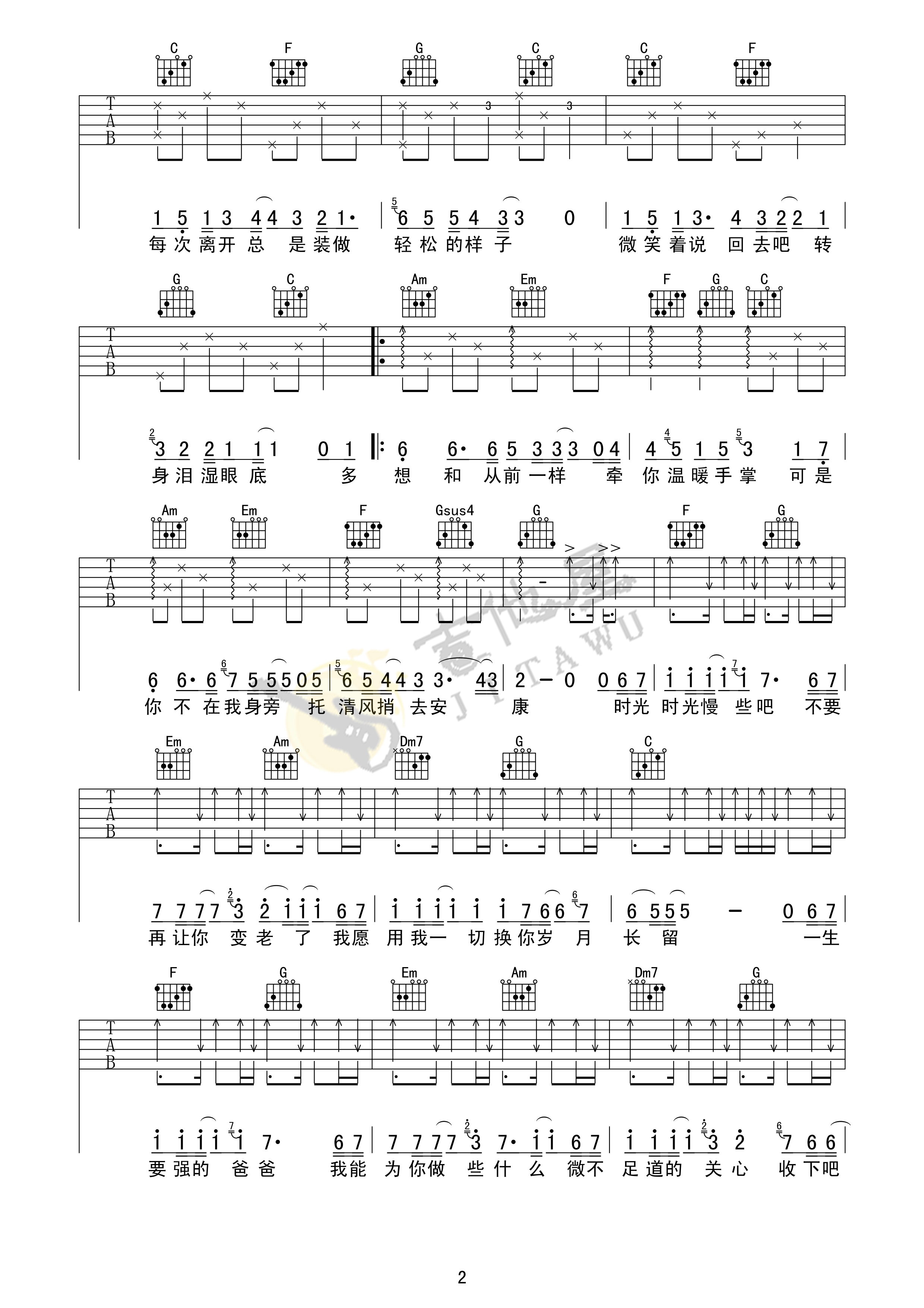 父亲吉他谱预览图