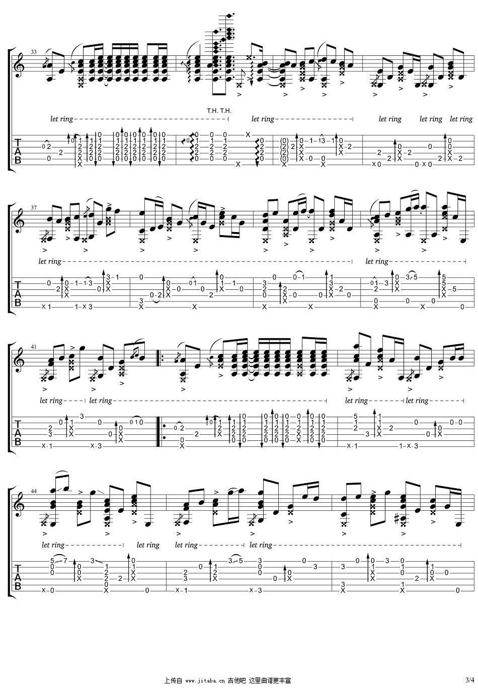 红颜旧指弹吉他谱预览图